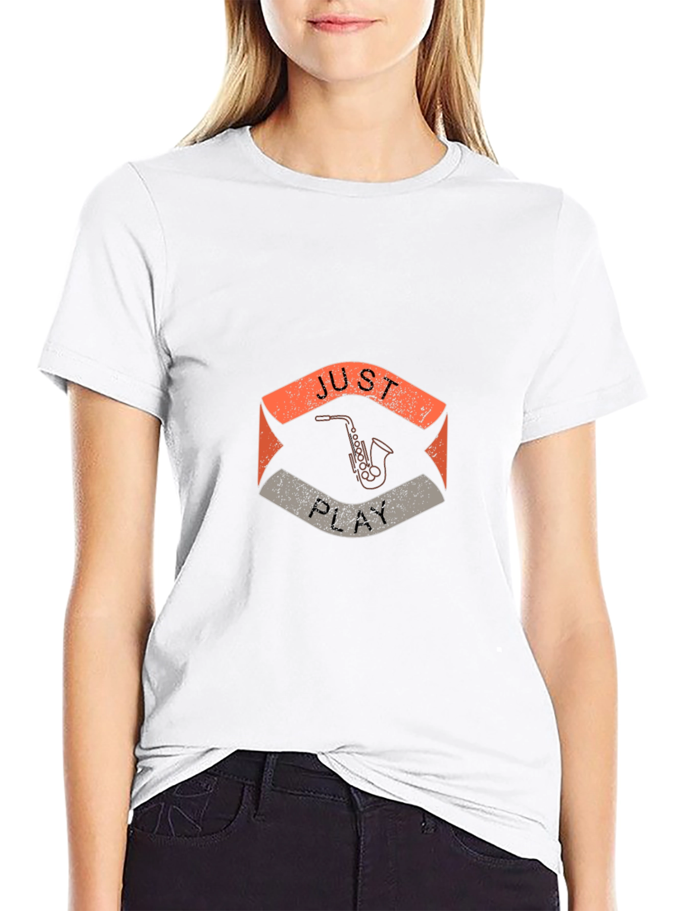 Just Play Saxophone Graphic T-Shirt Music Lover Tee