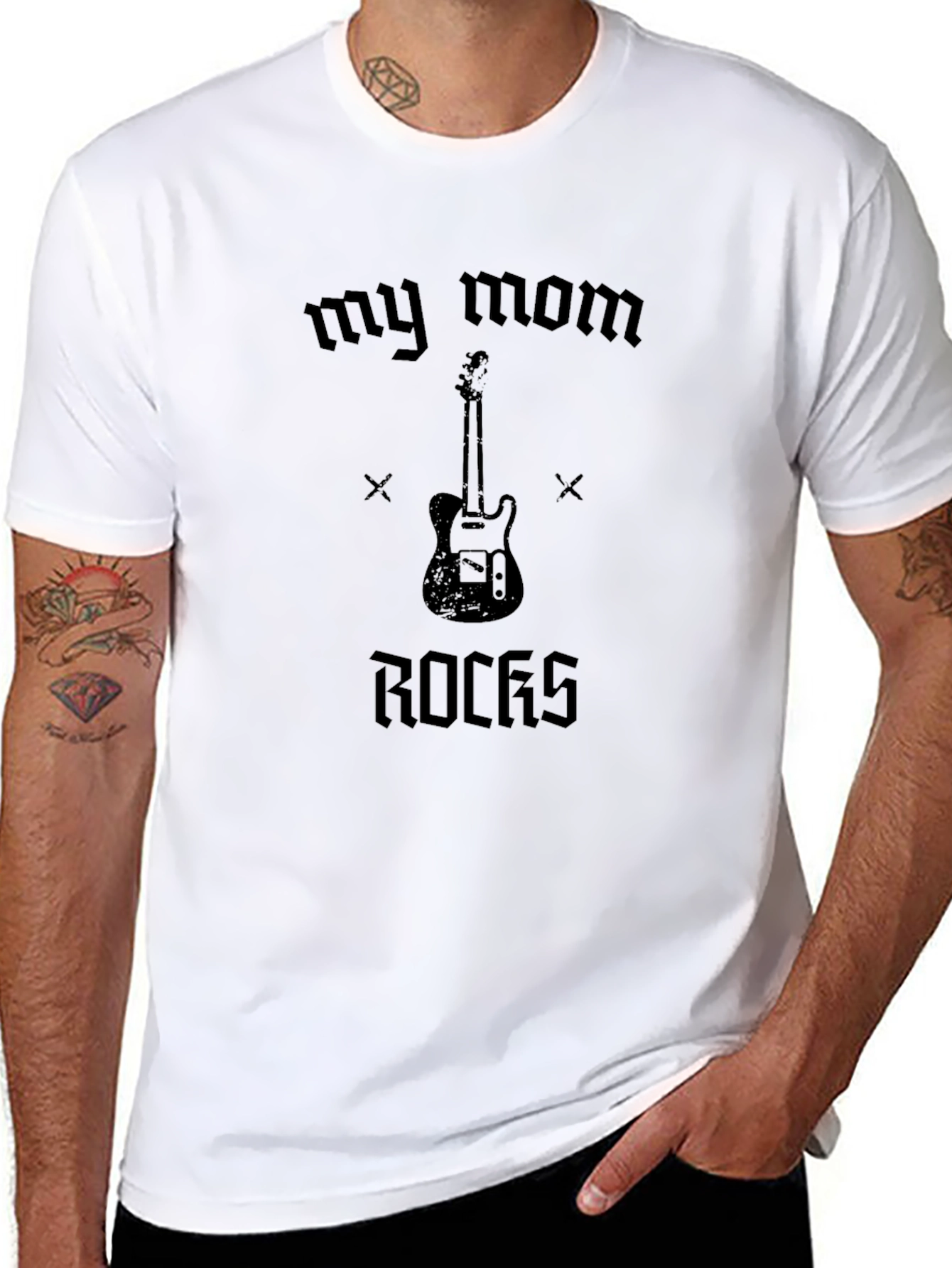 My Mom Rocks Guitar T-Shirt - Unisex Black Tee