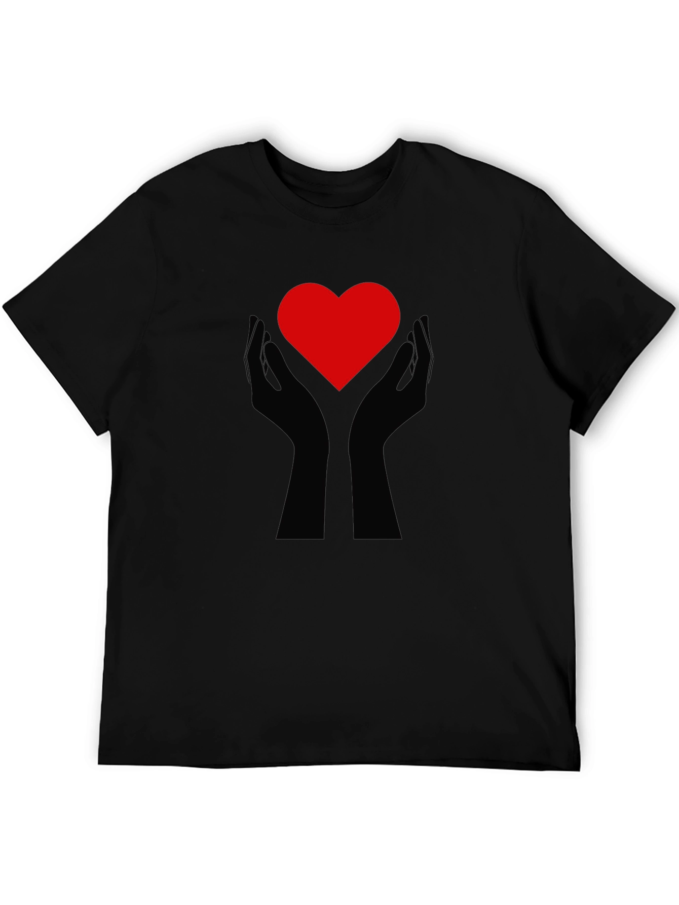 Heart Hands Graphic Tee - Black Cotton Comfort