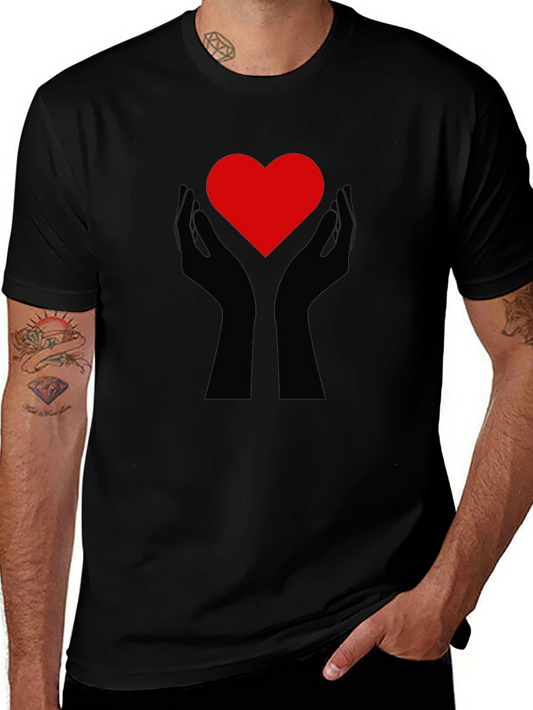 Heart Hands Graphic Tee - Black Cotton Comfort