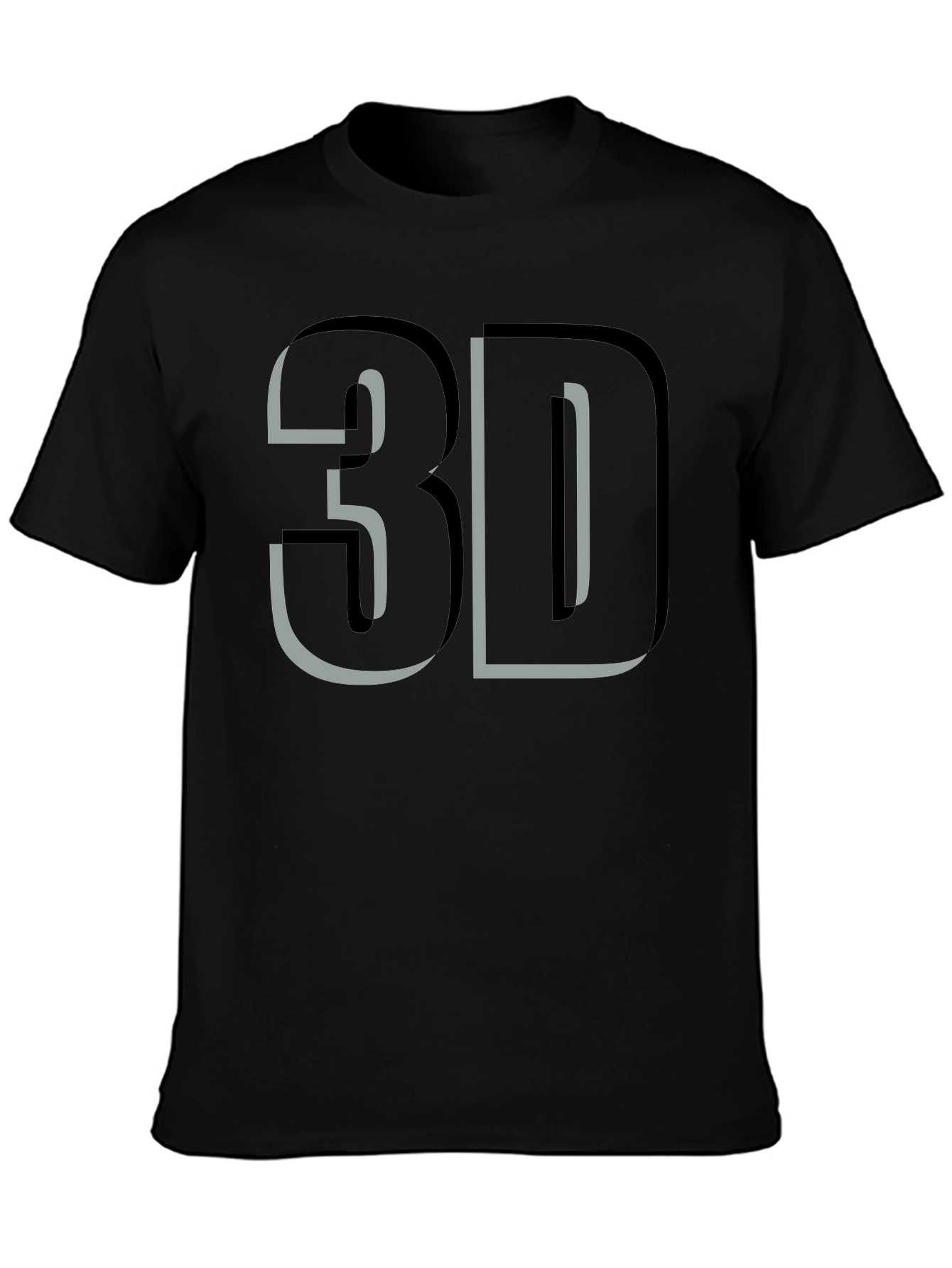 Bold 3D Graphic Tee - Stylish Black Cotton T-Shirt