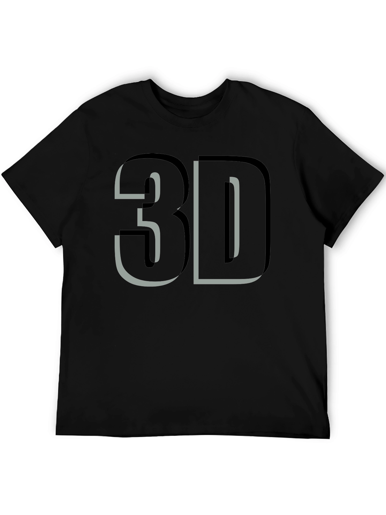 Bold 3D Graphic Tee - Stylish Black Cotton T-Shirt