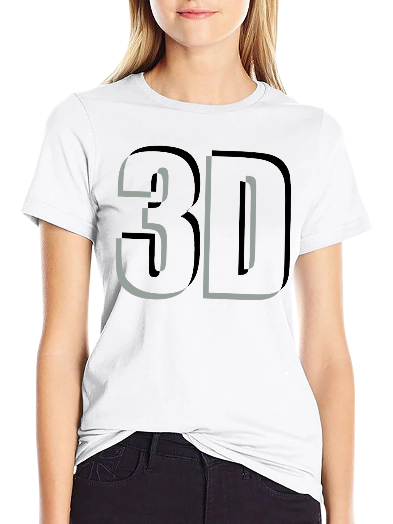 Bold 3D Graphic Tee - Stylish Black Cotton T-Shirt