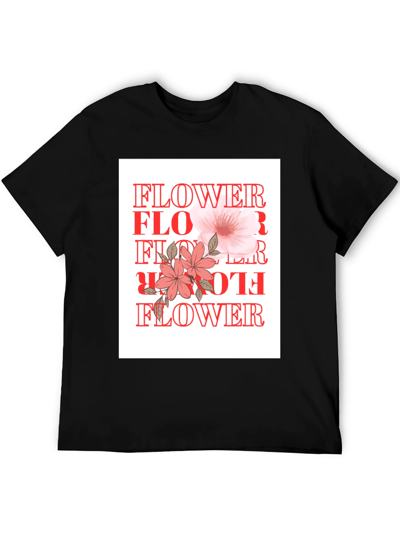 Floral Graphic Tee - Black Cotton Comfort