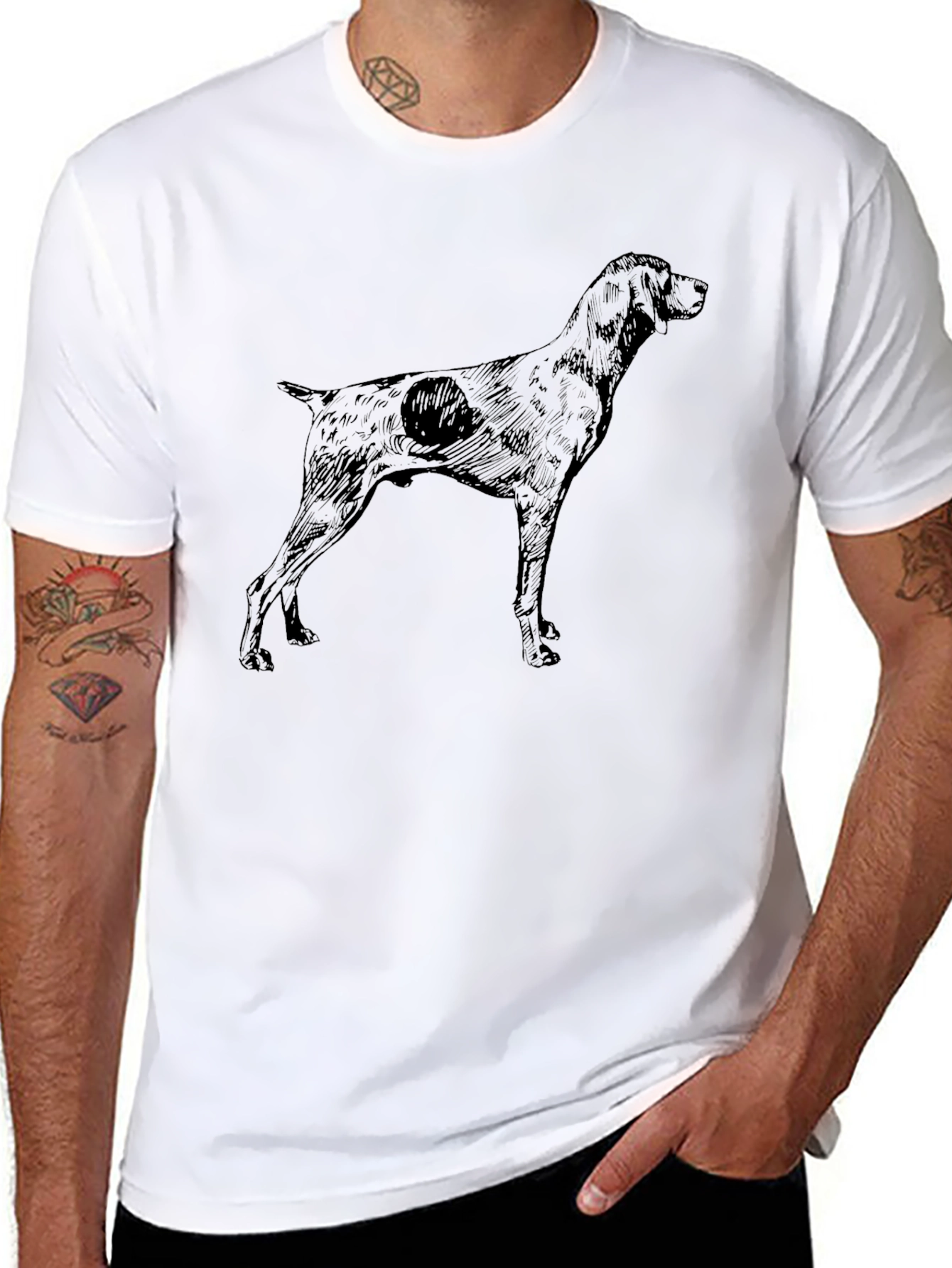 Dog Graphic Tee - Black Cotton Blend Shirt