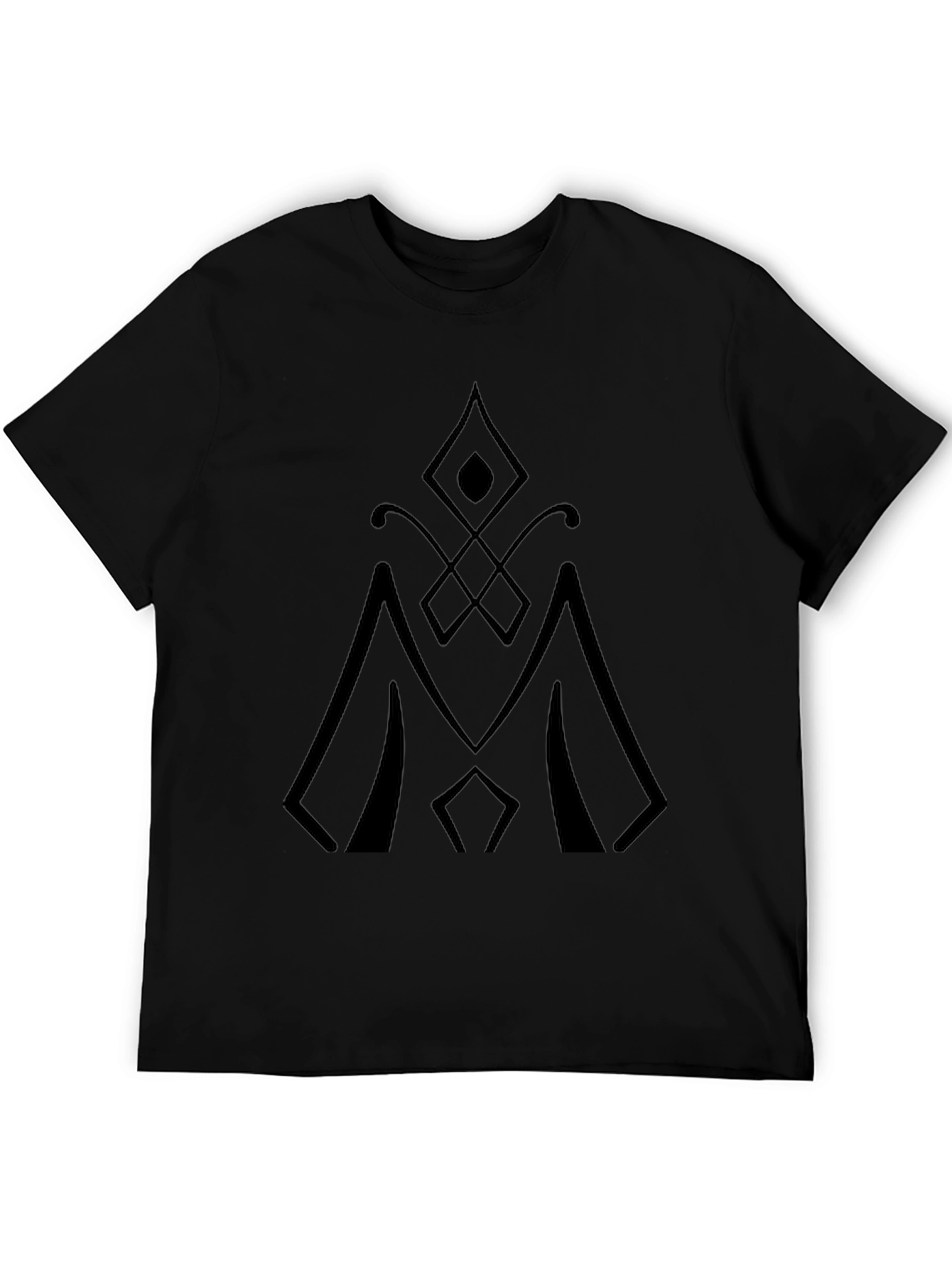 Mens Black T-Shirt with Geometric Design