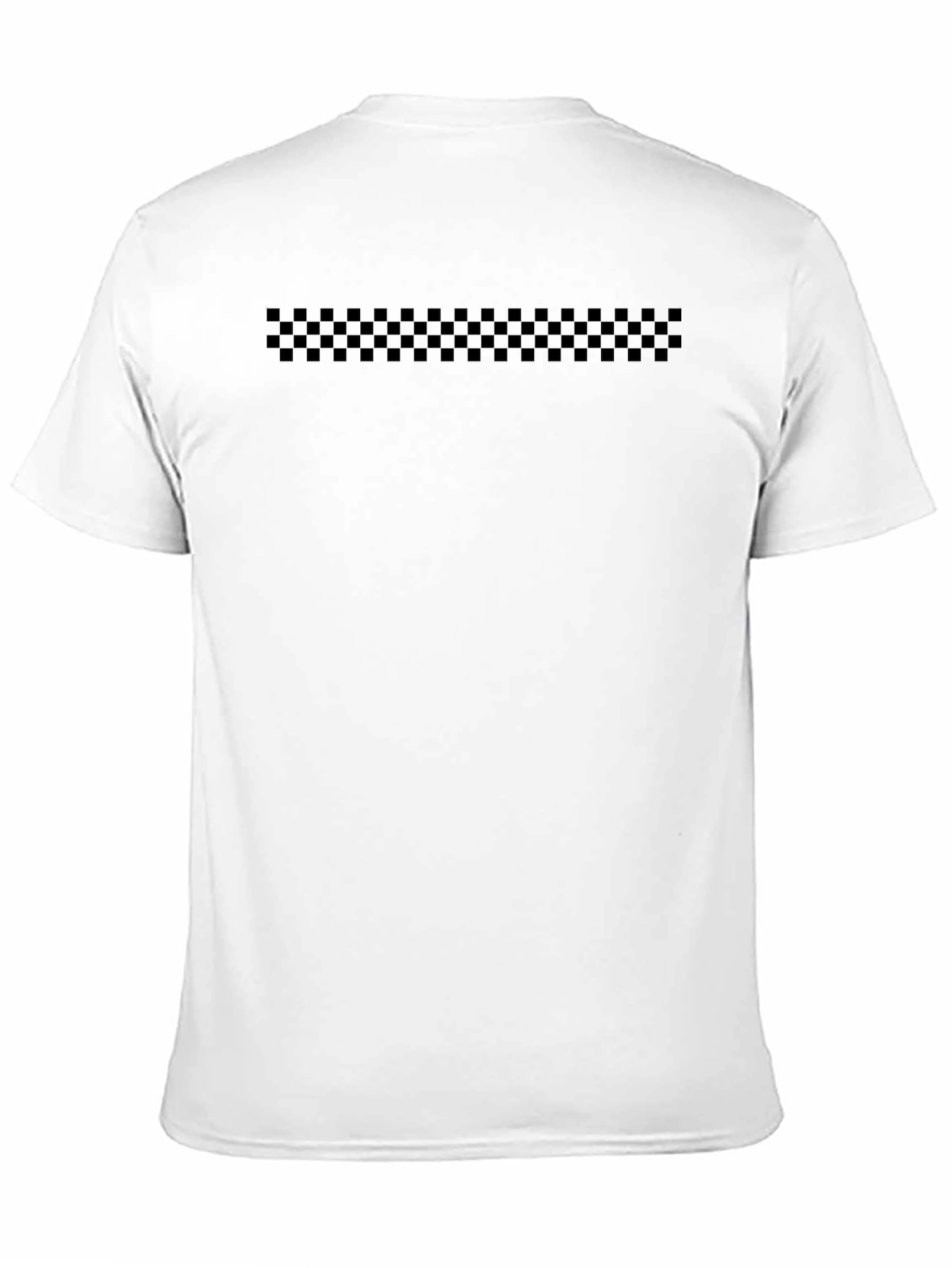 Mens Black T-Shirt with Checkered Stripe