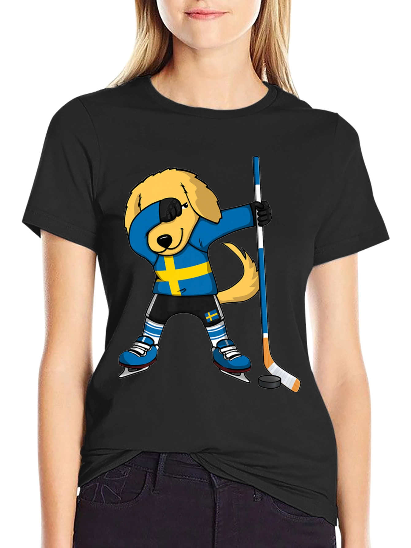 Dog Dabbing Sweden Hockey T-Shirt