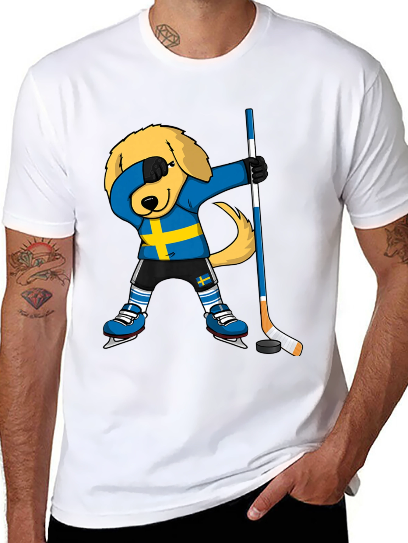 Dog Dabbing Sweden Hockey T-Shirt