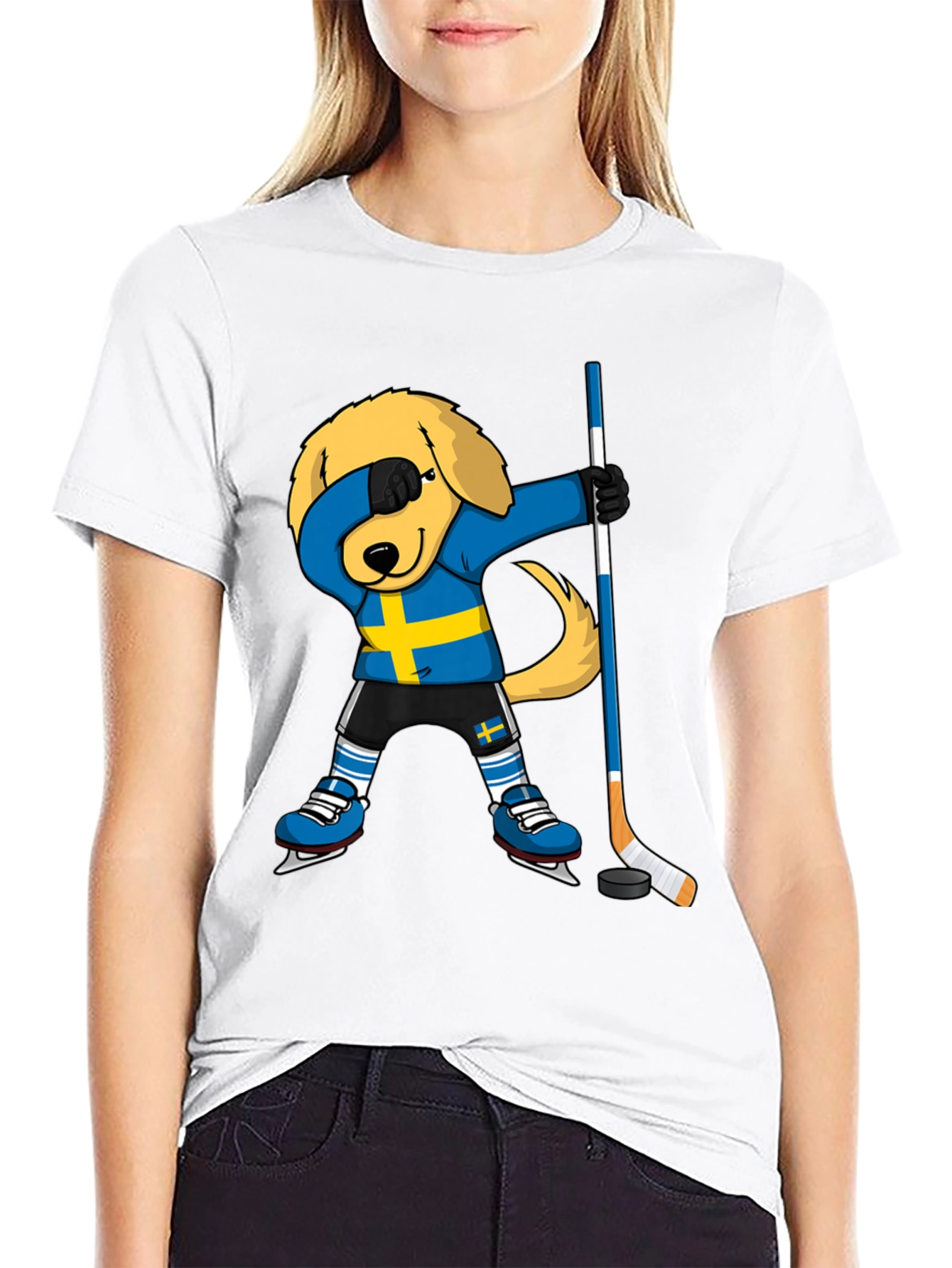 Dog Dabbing Sweden Hockey T-Shirt