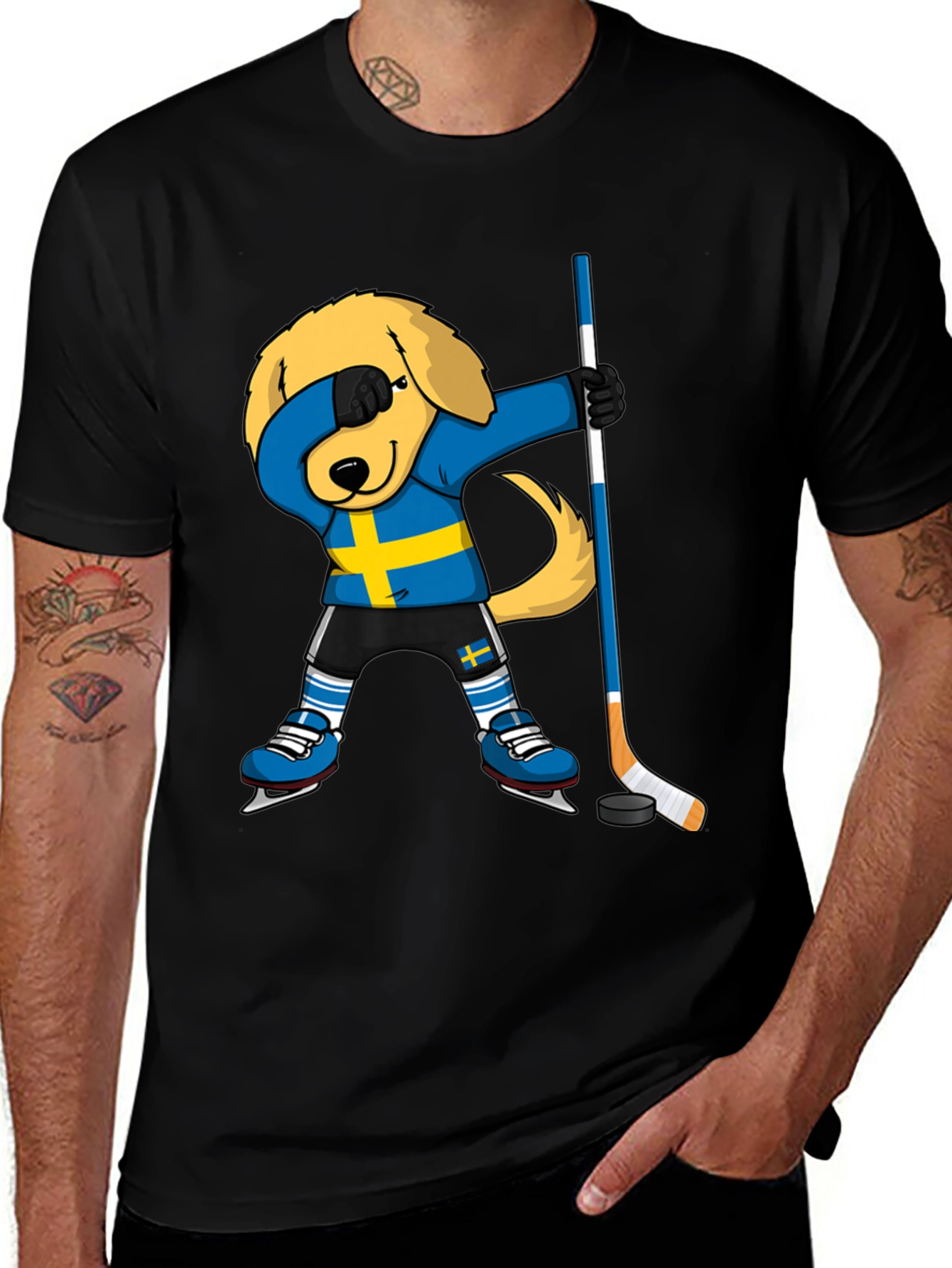 Dog Dabbing Sweden Hockey T-Shirt