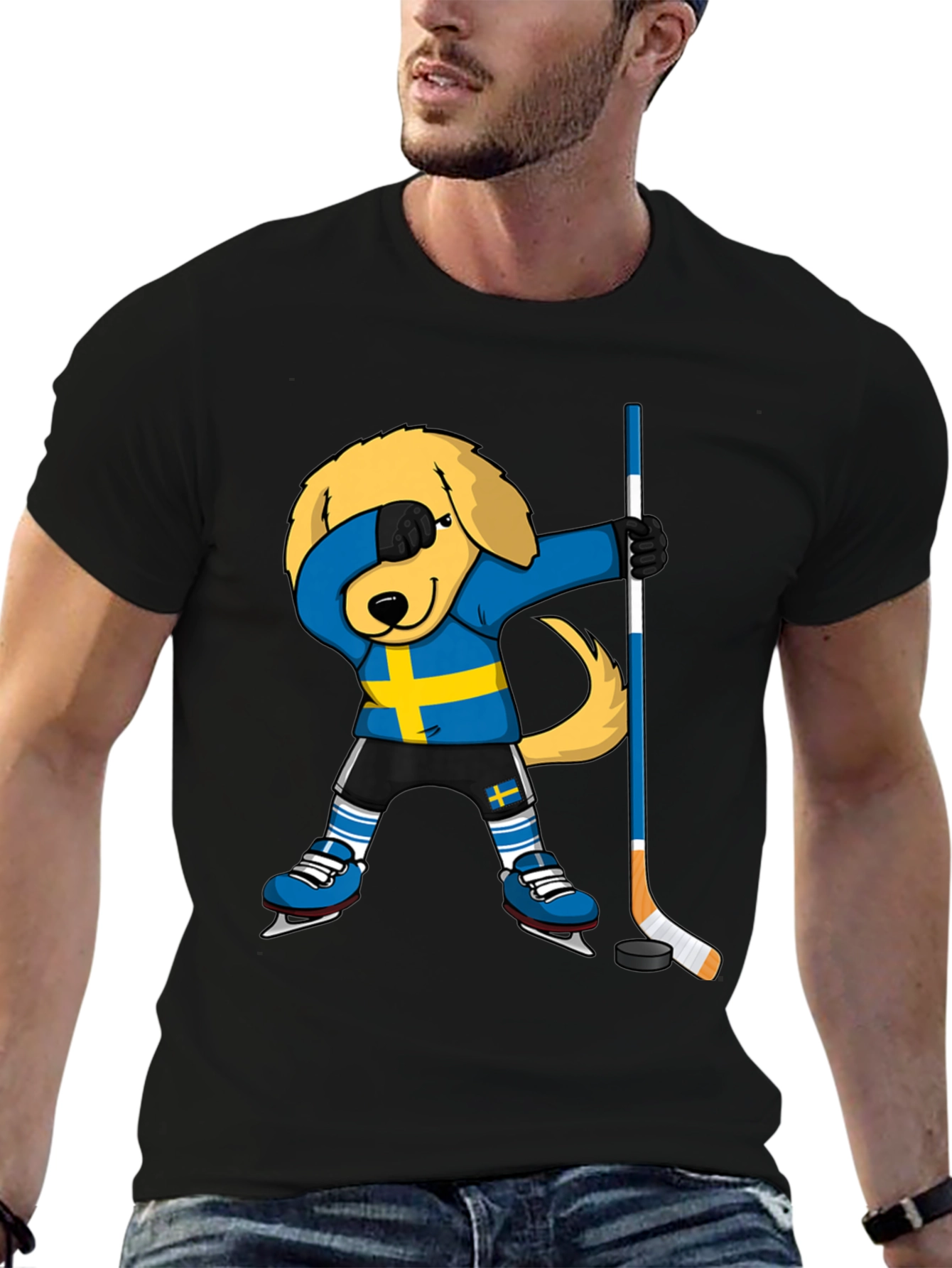 Dog Dabbing Sweden Hockey T-Shirt