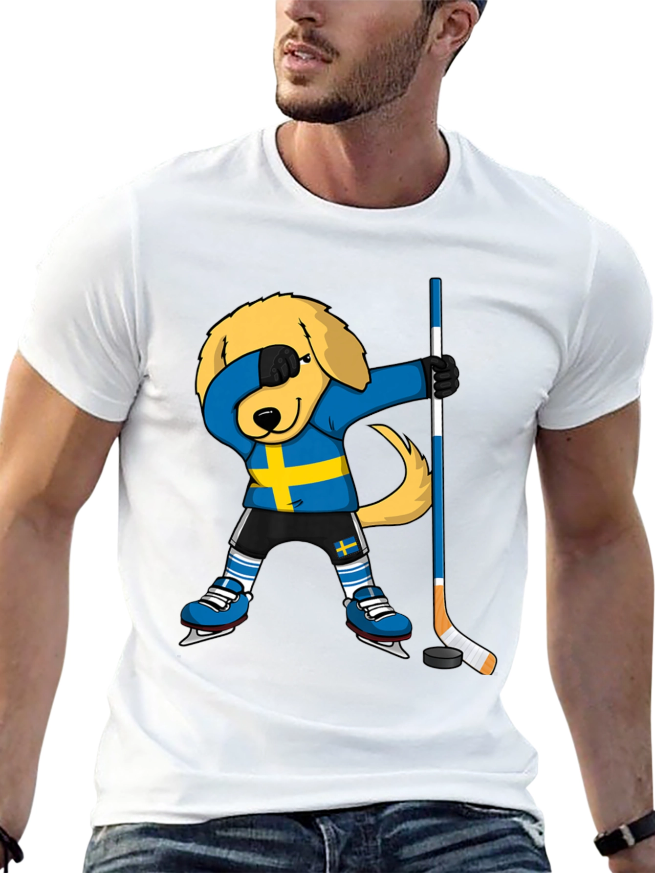 Dog Dabbing Sweden Hockey T-Shirt