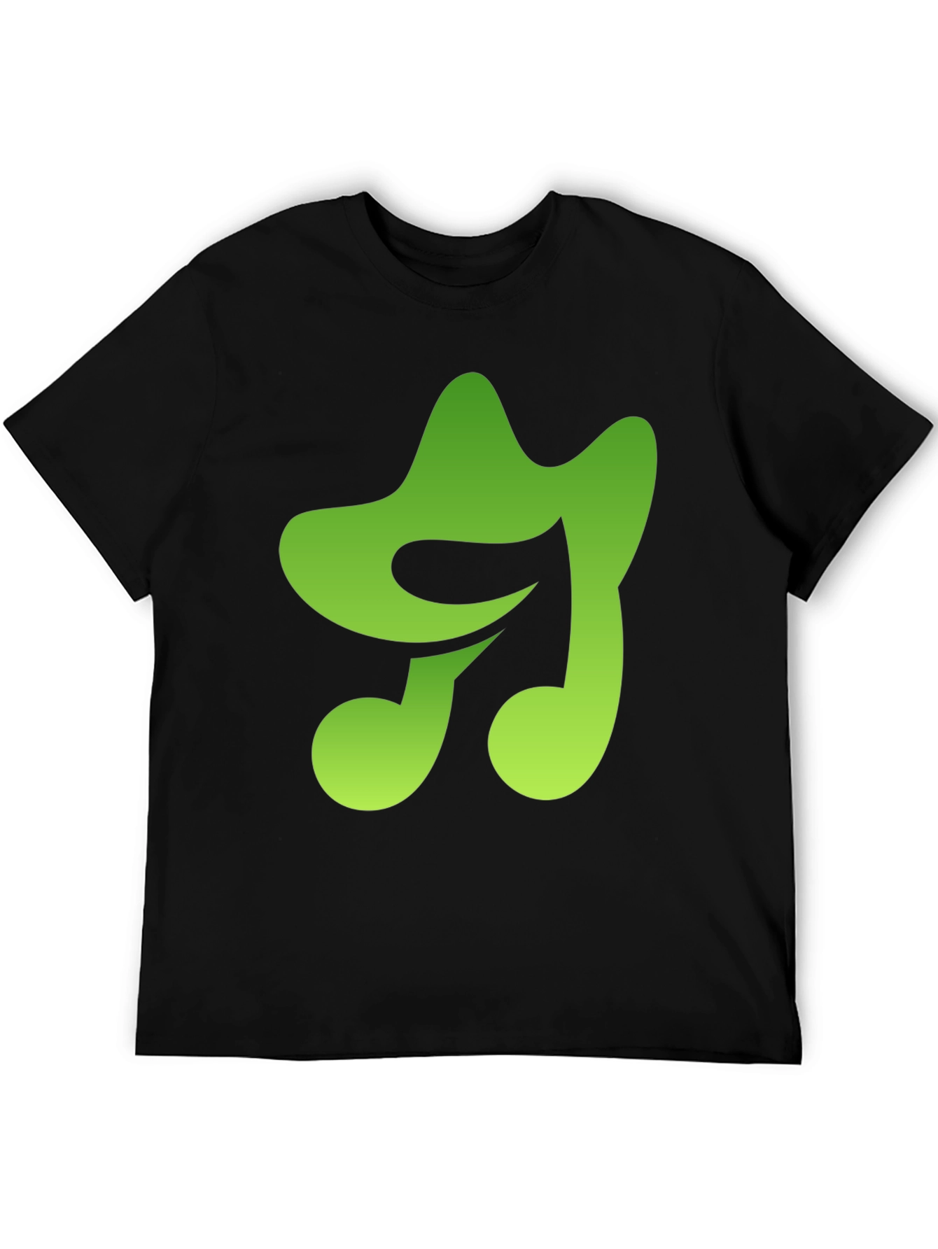 Green Music Note Graphic Black T-Shirt