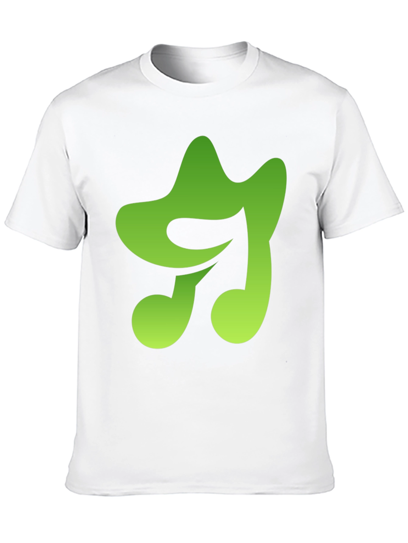 Green Music Note Graphic Black T-Shirt