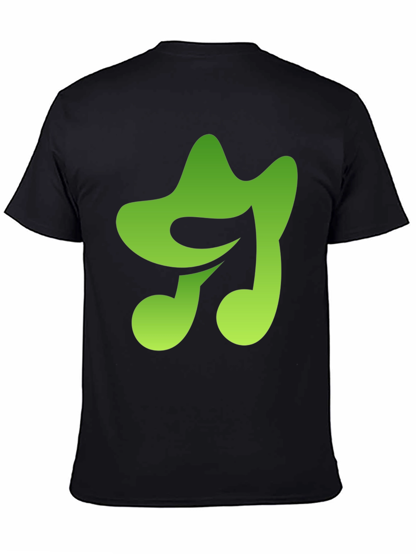 Green Music Note Graphic Black T-Shirt