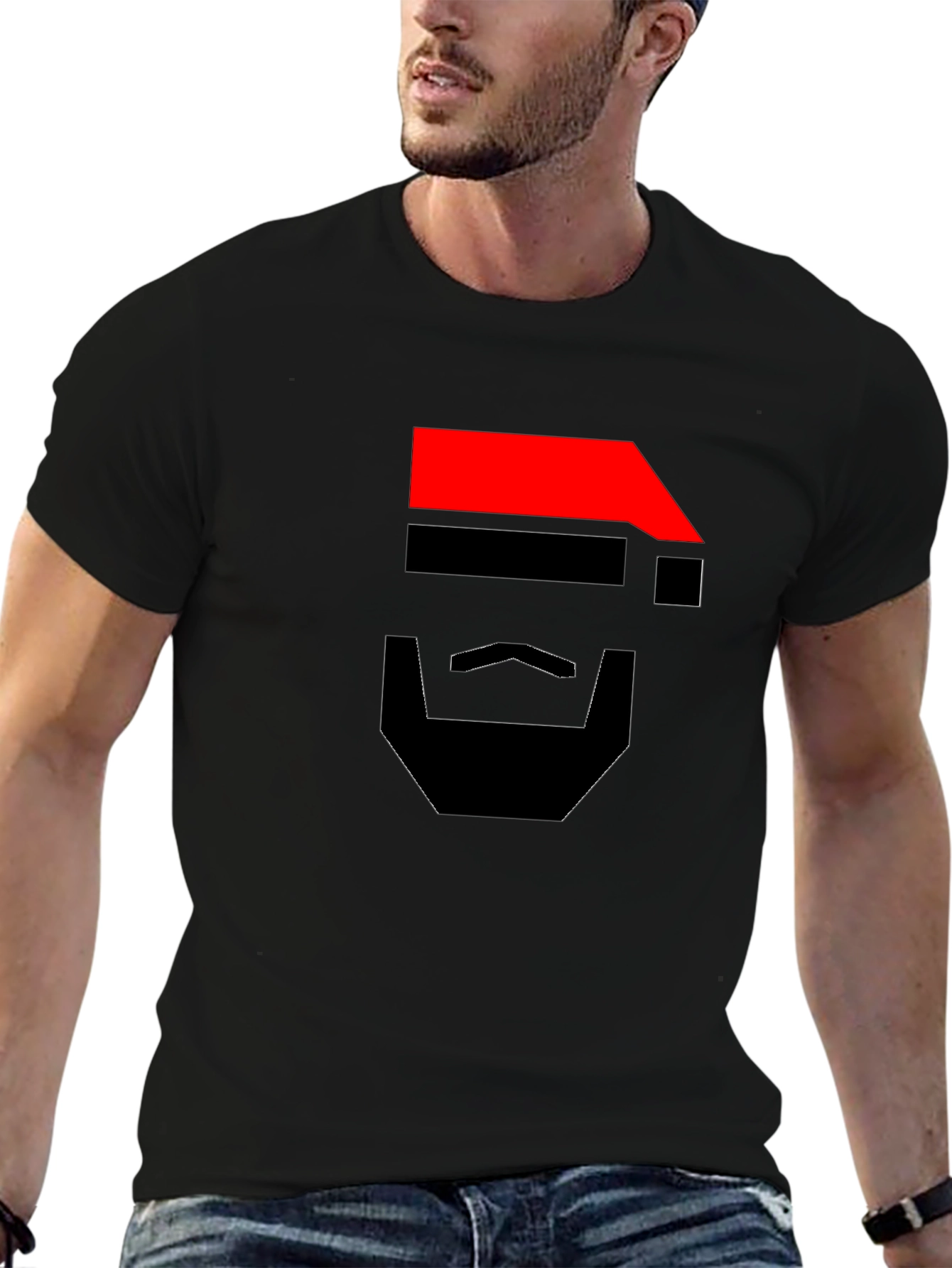 Geometric Santa Graphic Tee - Modern Holiday Style