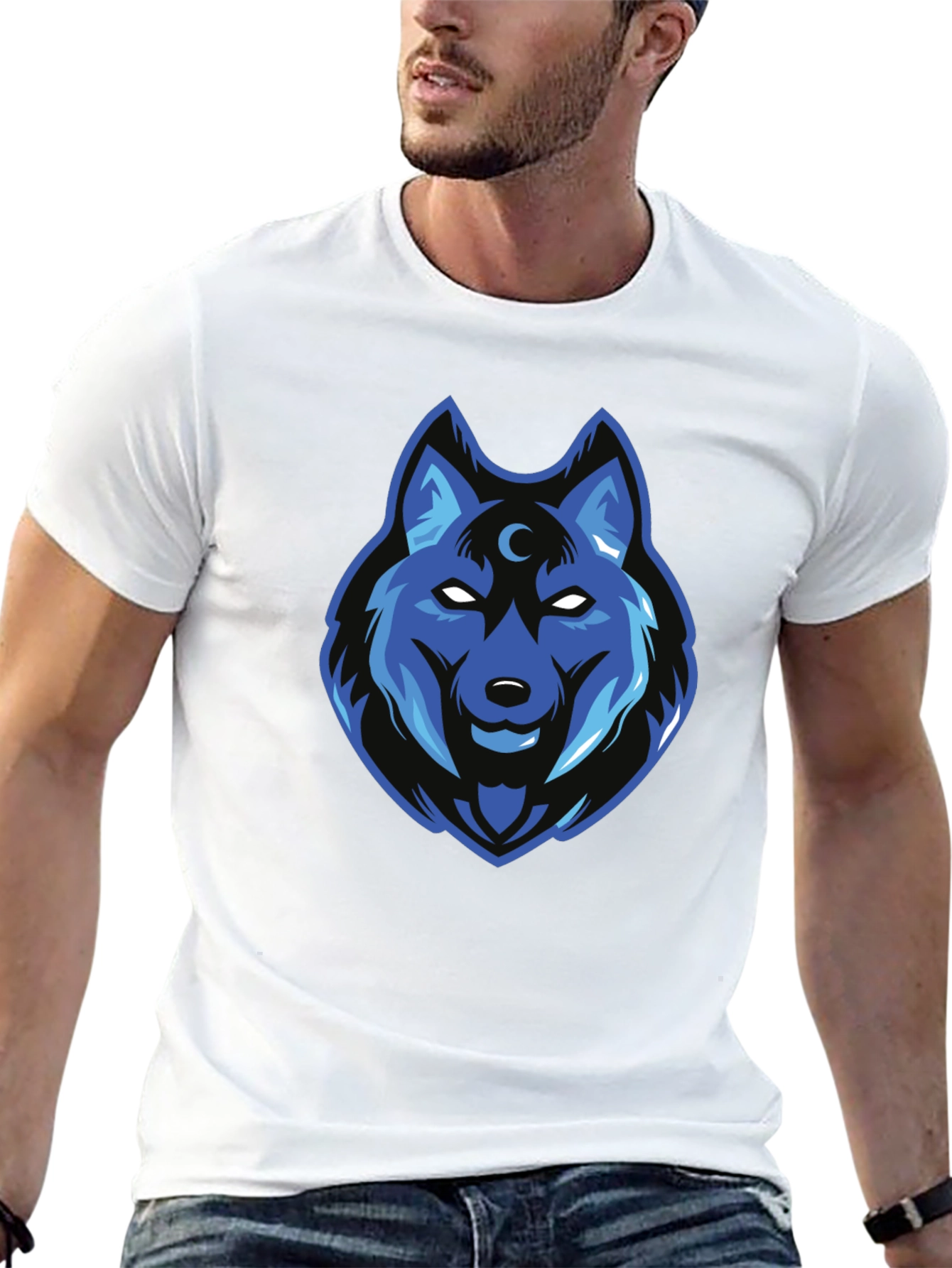 Wolf Graphic Print Black T-Shirt