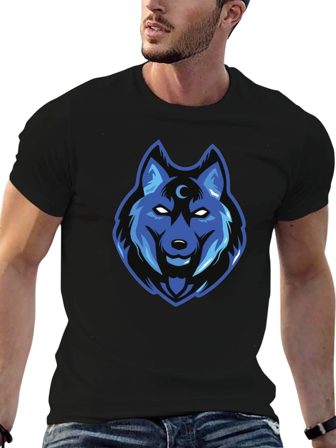 Wolf Graphic Print Black T-Shirt