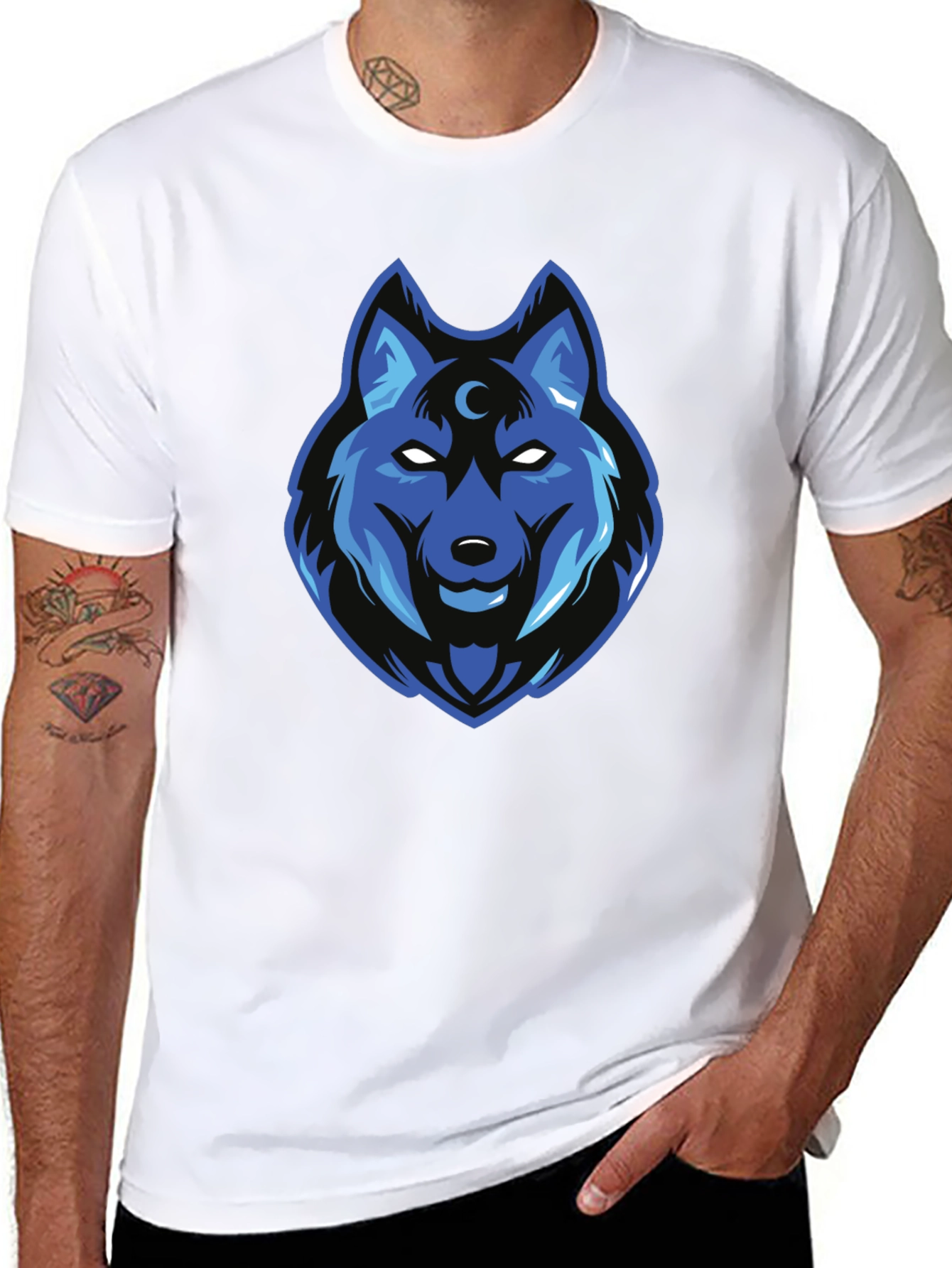 Wolf Graphic Print Black T-Shirt