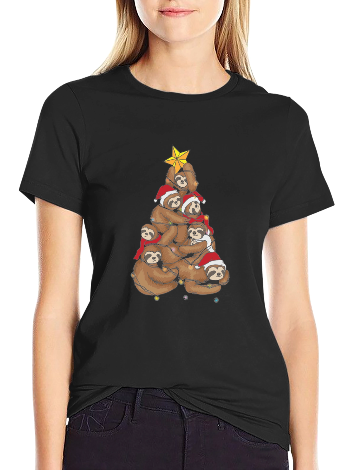 Festive Sloth Christmas Tree T-Shirt