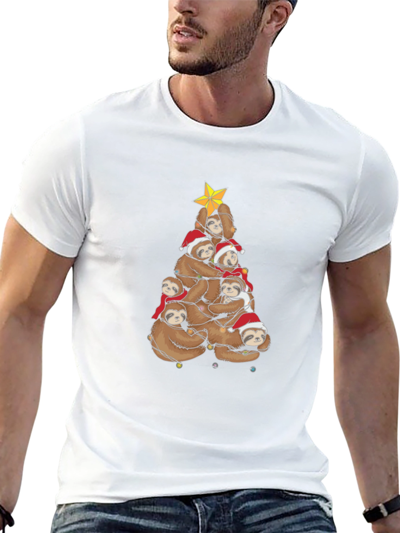Festive Sloth Christmas Tree T-Shirt