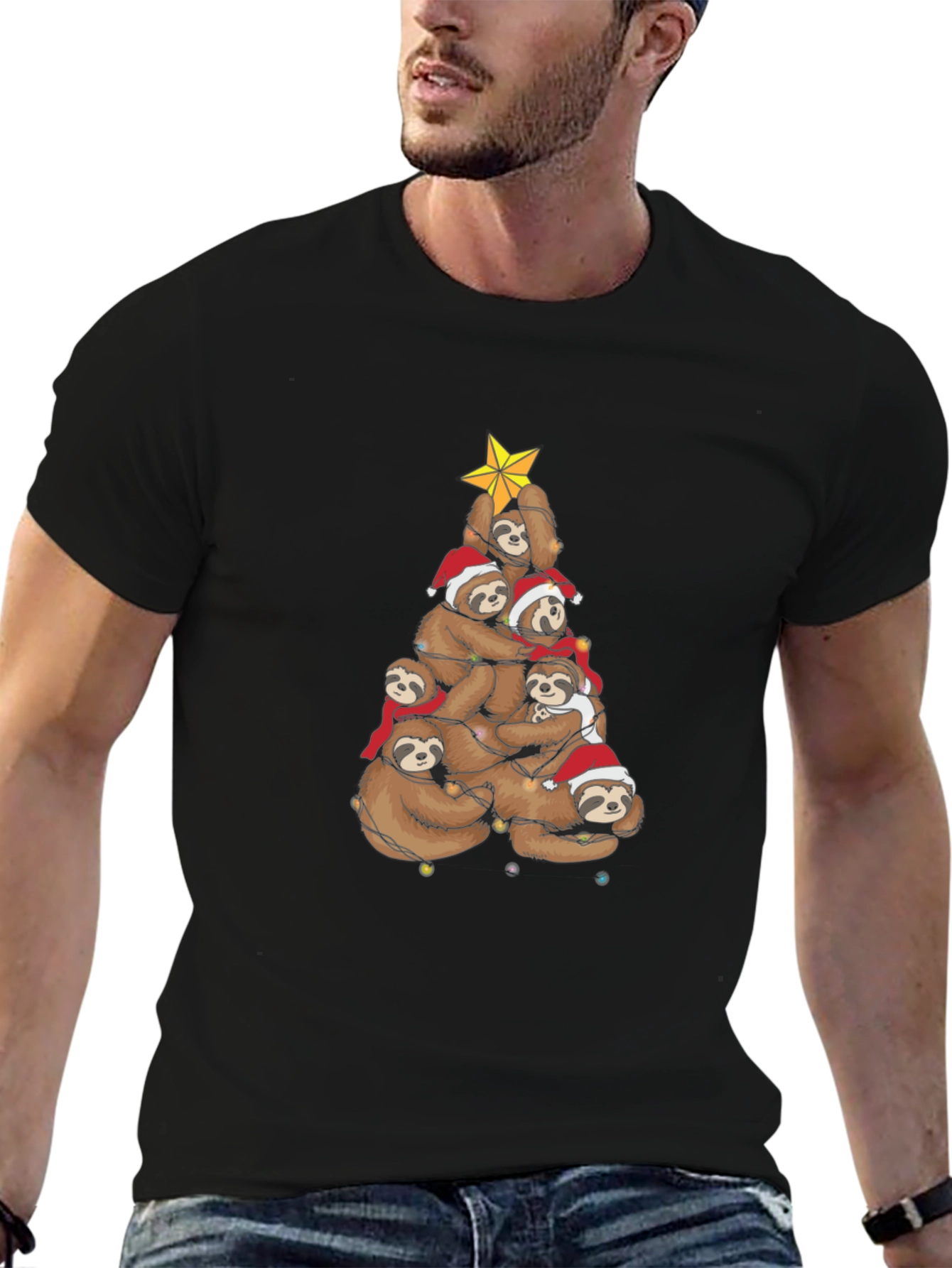 Festive Sloth Christmas Tree T-Shirt