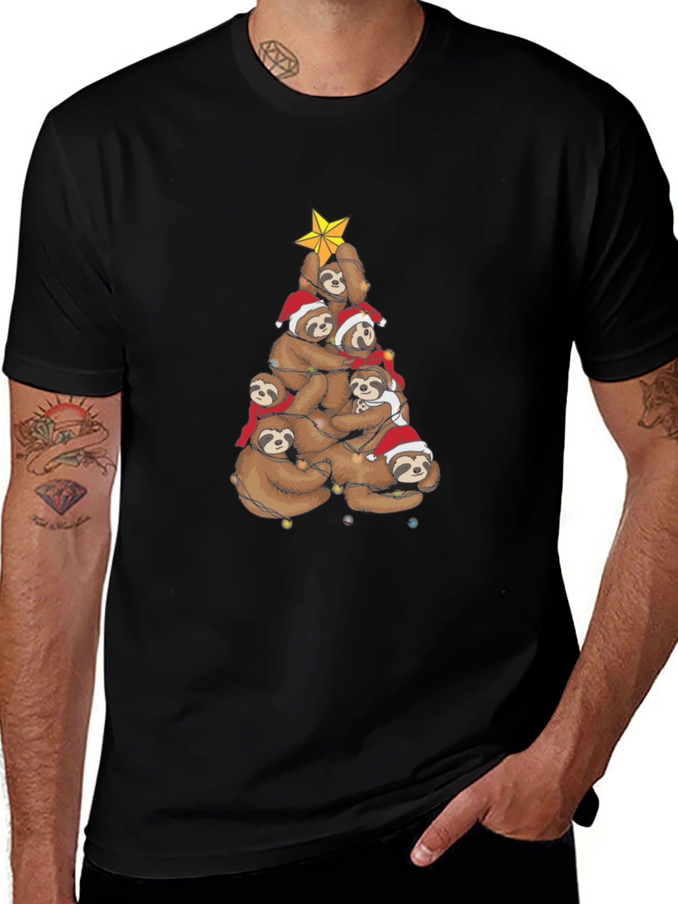 Festive Sloth Christmas Tree T-Shirt
