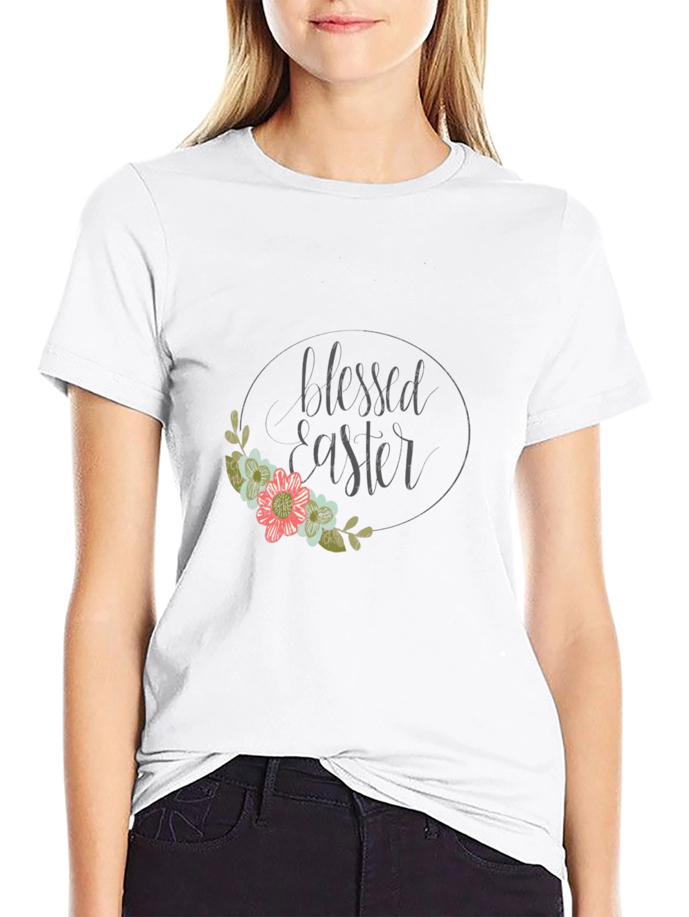 Blessed Easter Floral Graphic T-Shirt