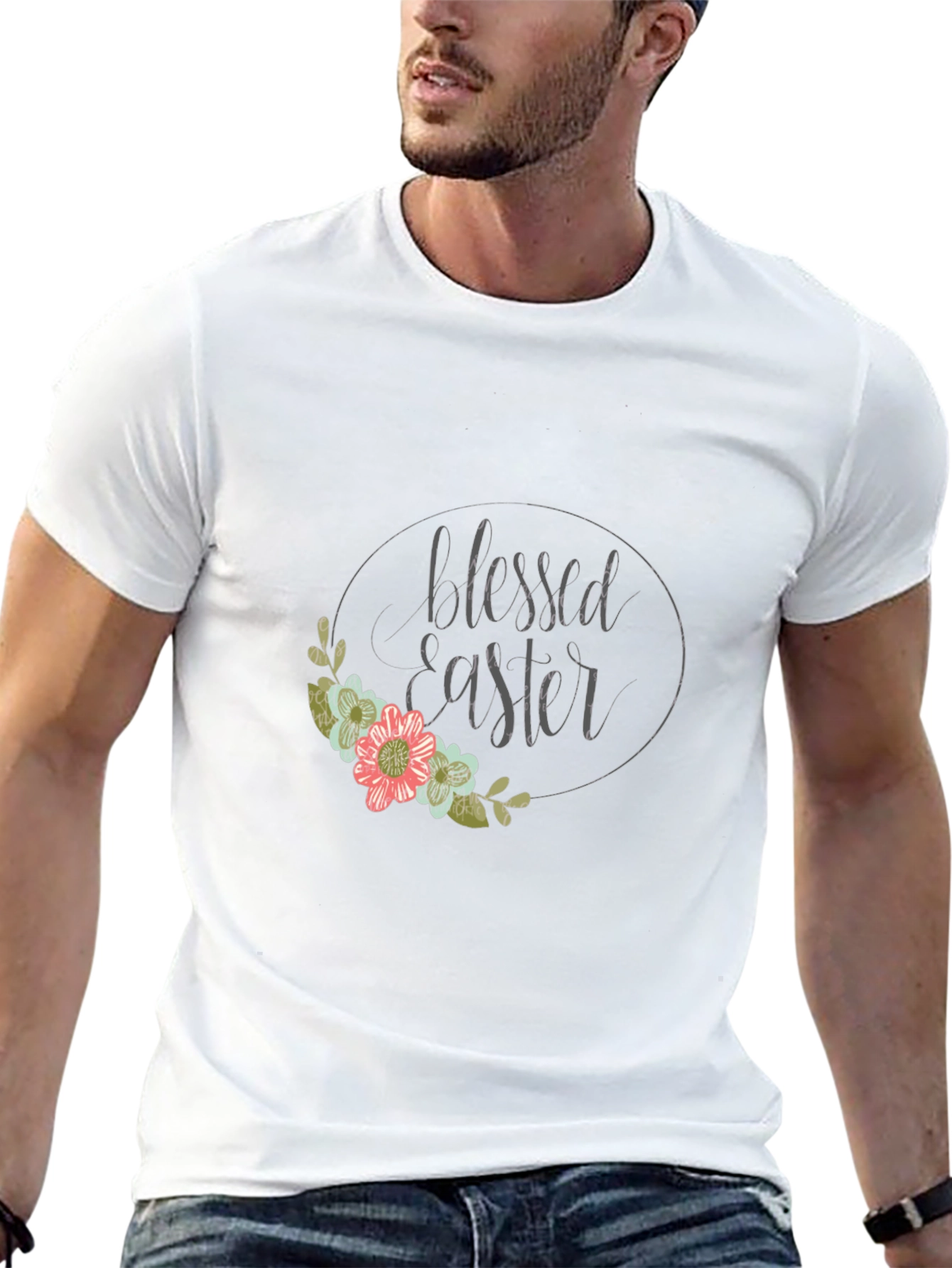 Blessed Easter Floral Graphic T-Shirt