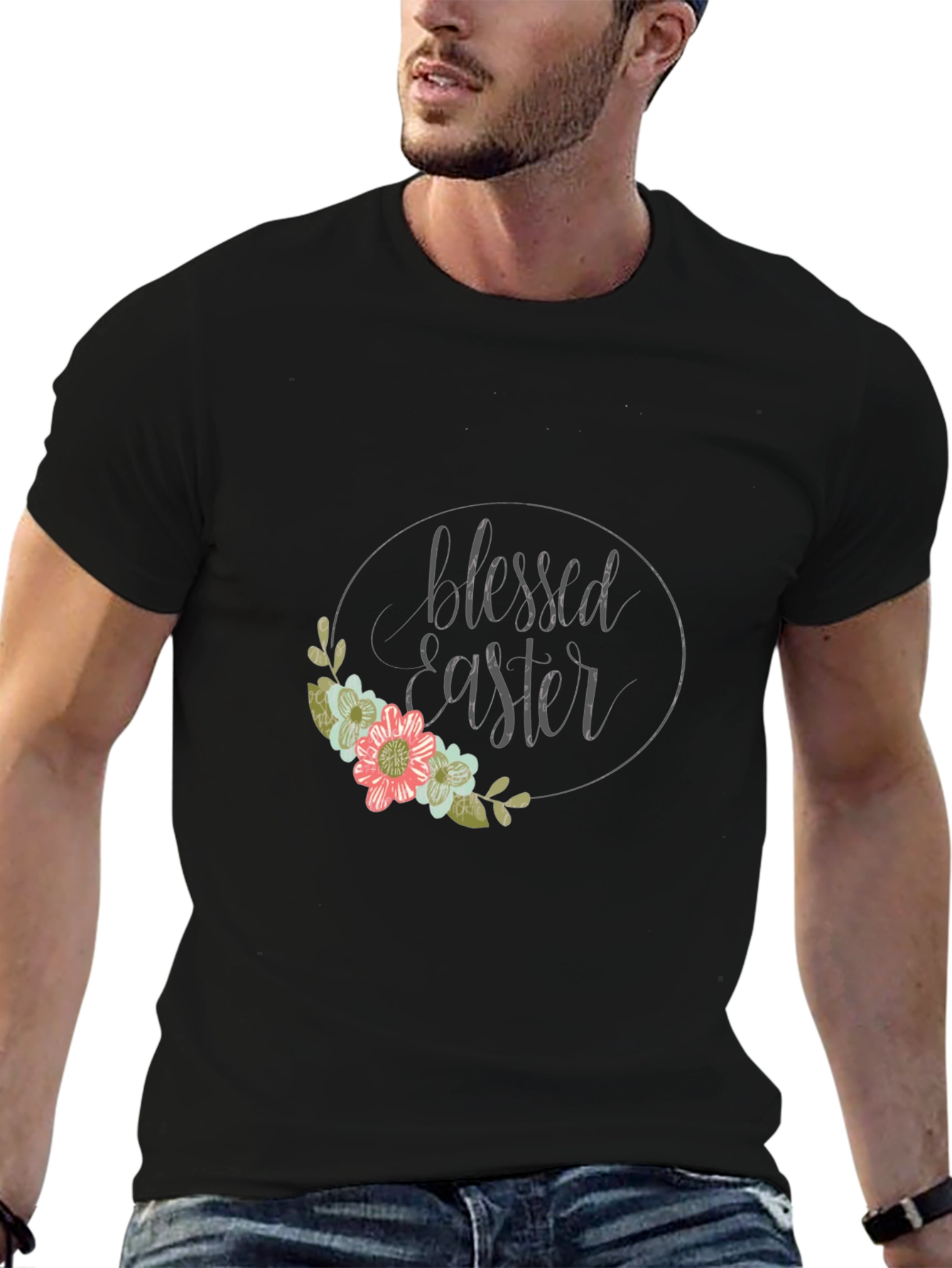 Blessed Easter Floral Graphic T-Shirt