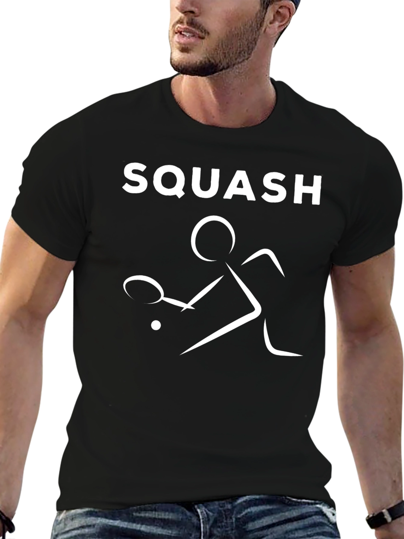 Squash Player Graphic Tee - Sporty Black T-Shirt