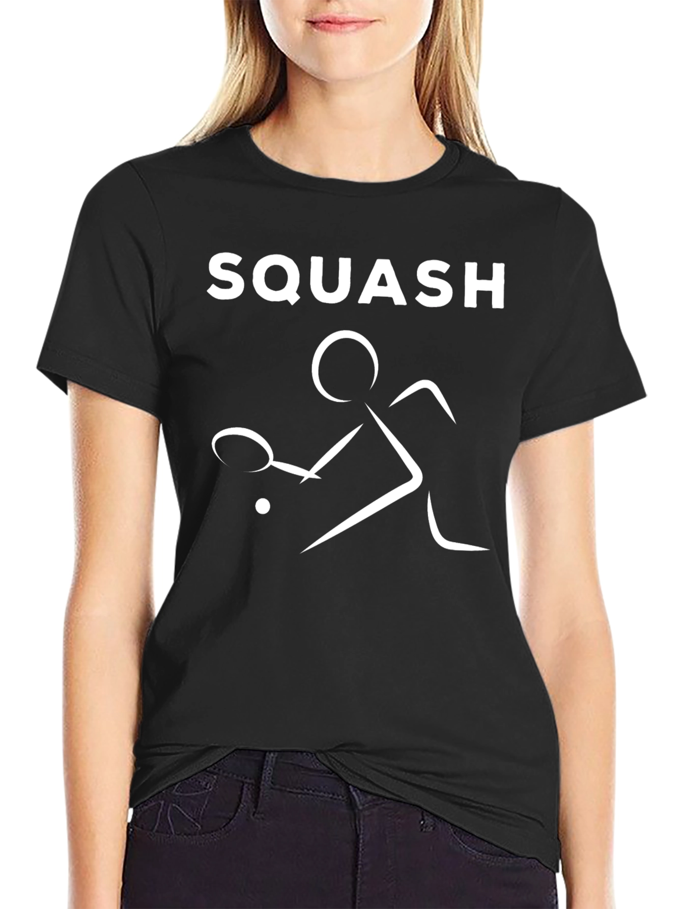 Squash Player Graphic Tee - Sporty Black T-Shirt