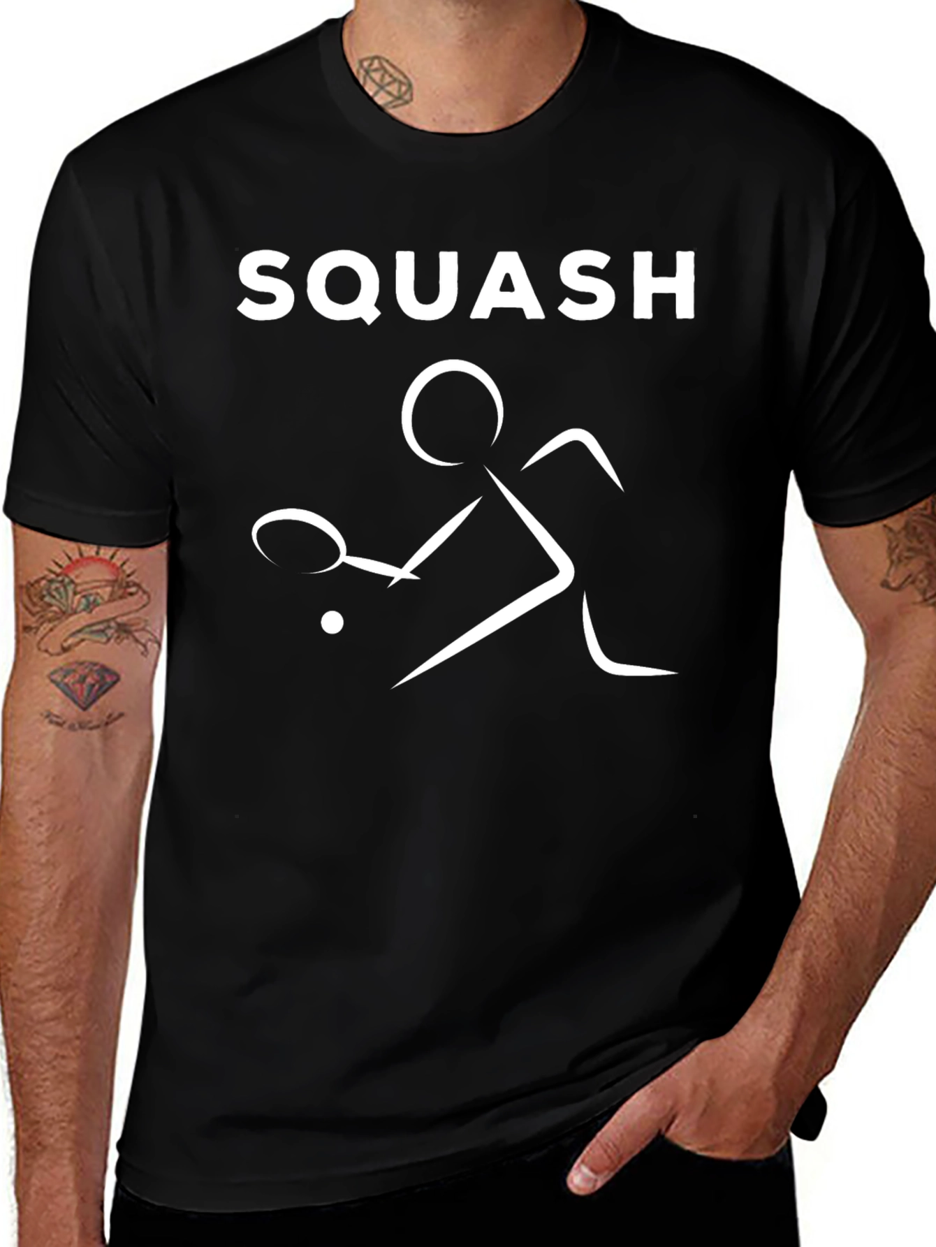 Squash Player Graphic Tee - Sporty Black T-Shirt