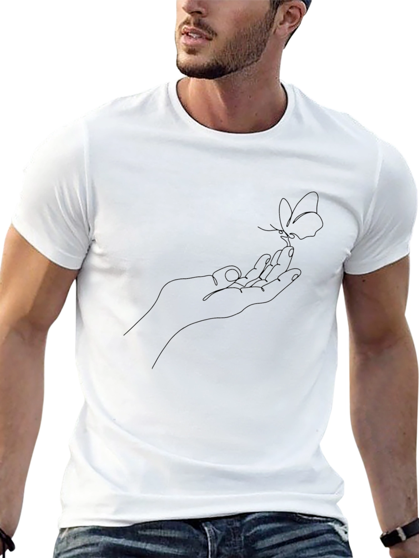 Minimalist Butterfly Hand Graphic Tee