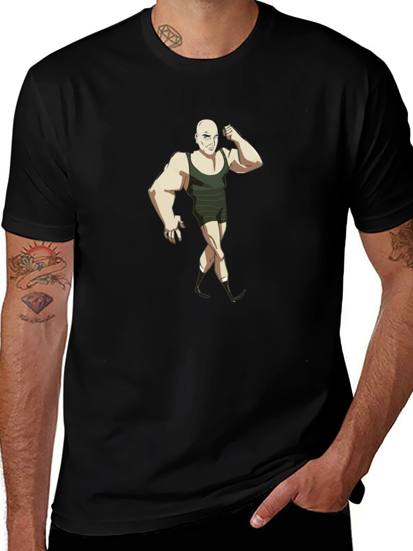 Cartoon Gymnast Black T-Shirt