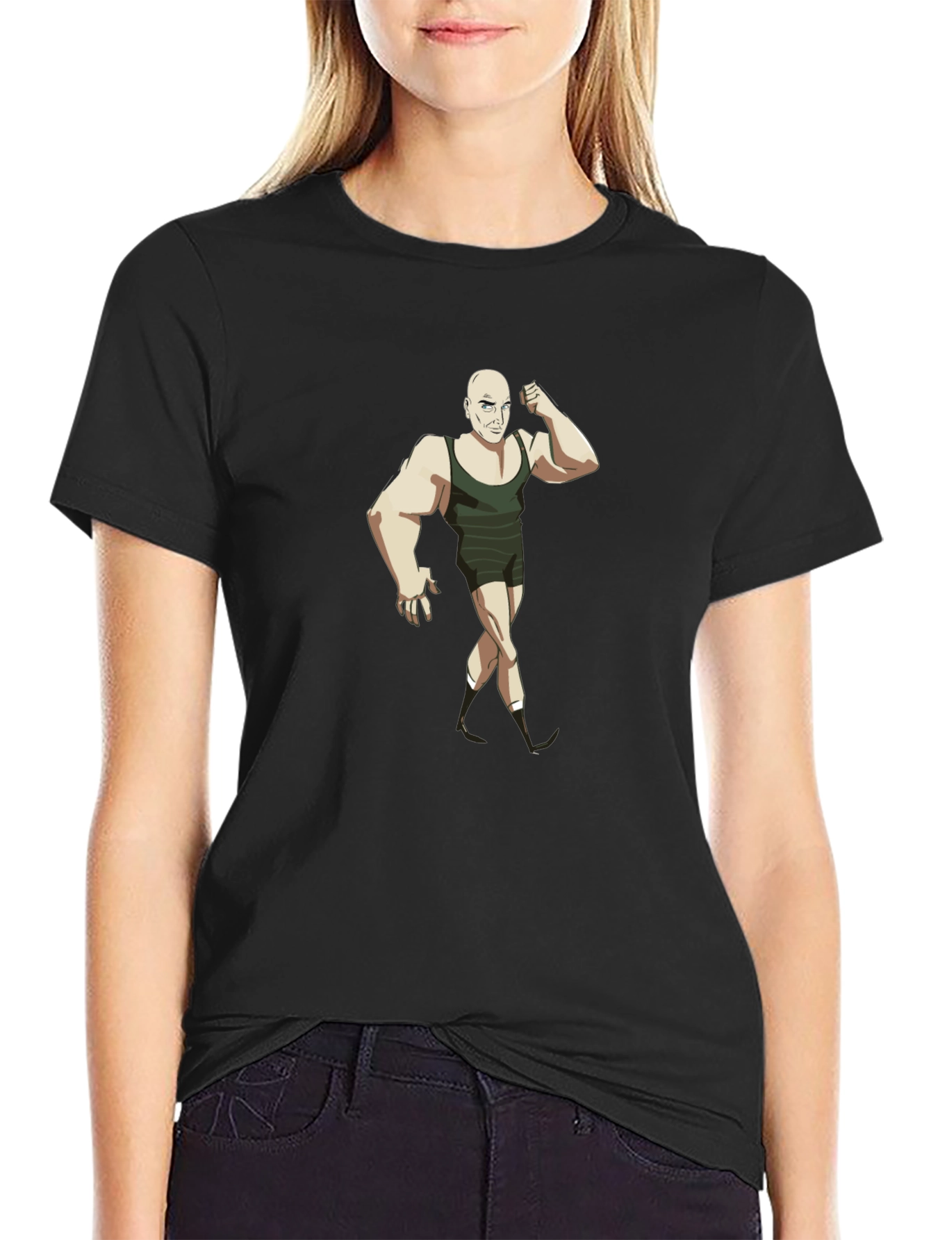 Cartoon Gymnast Black T-Shirt