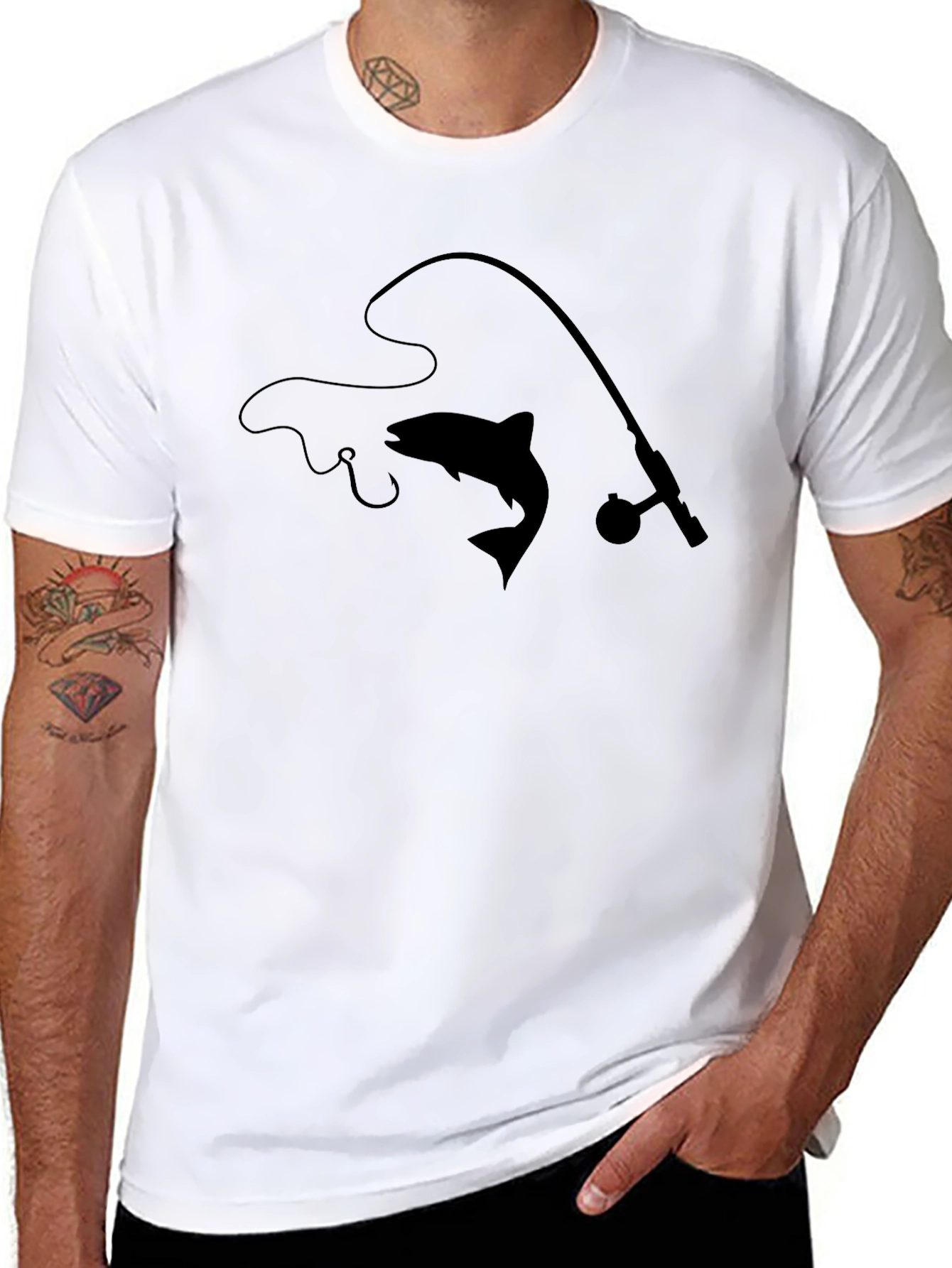 Fishing Silhouette Graphic T-Shirt
