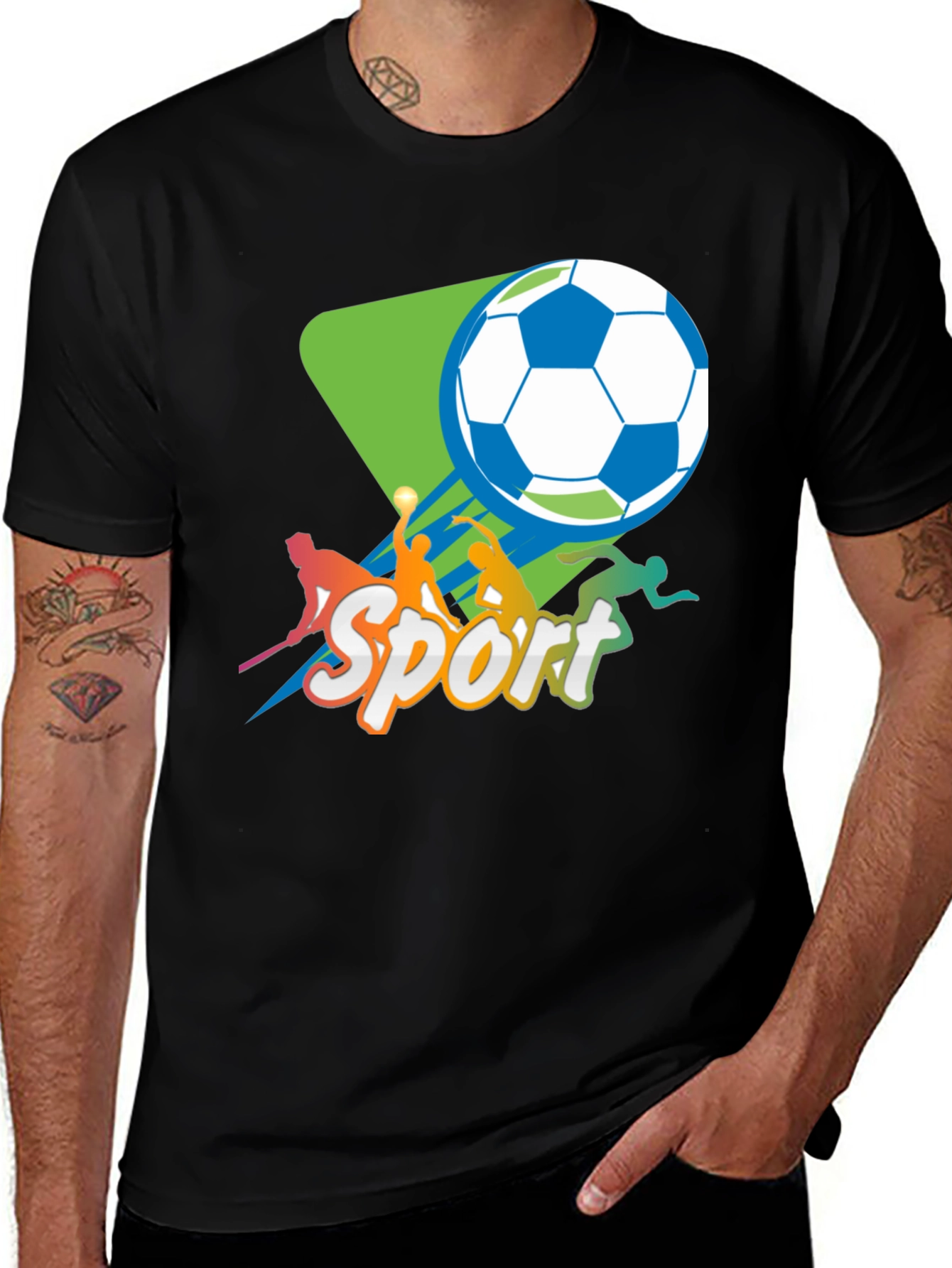Sport Graphic T-Shirt - Black Crew Neck Tee