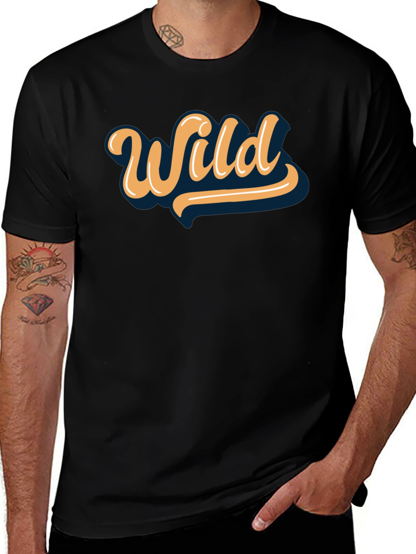 Wild Graphic Print Black T-Shirt