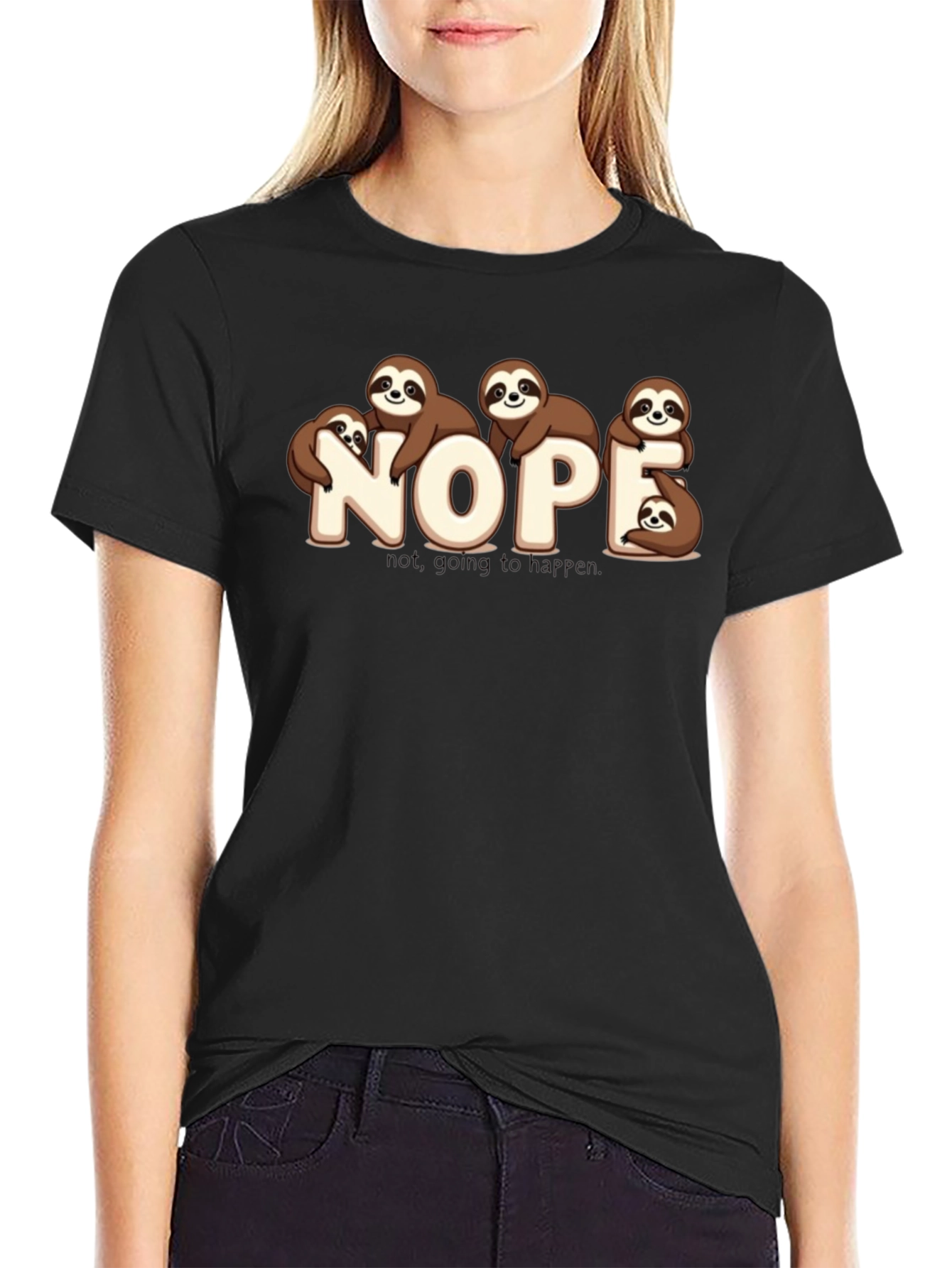Nope Sloth Graphic T-Shirt - Funny Lazy Animal Tee