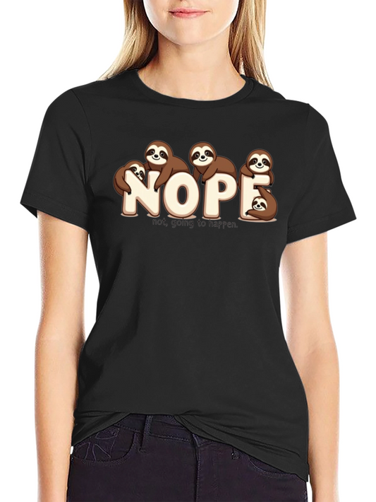 Nope Sloth Graphic T-Shirt - Funny Lazy Animal Tee