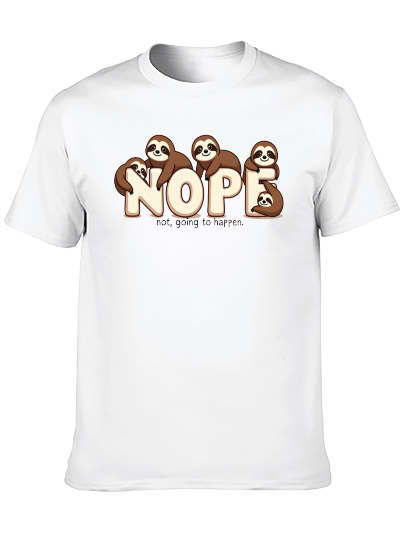 Nope Sloth Graphic T-Shirt - Funny Lazy Animal Tee