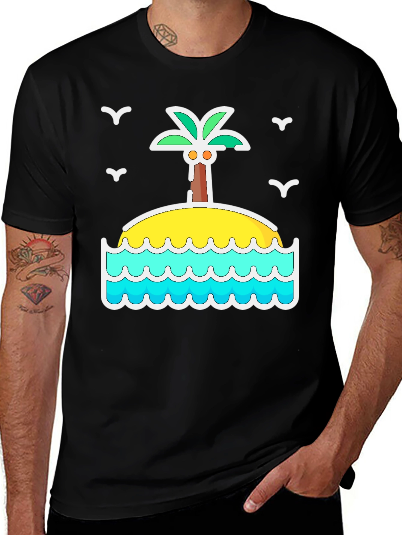 Island Palm Tree Graphic T-Shirt