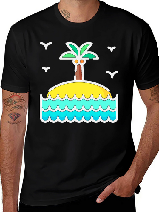Island Palm Tree Graphic T-Shirt