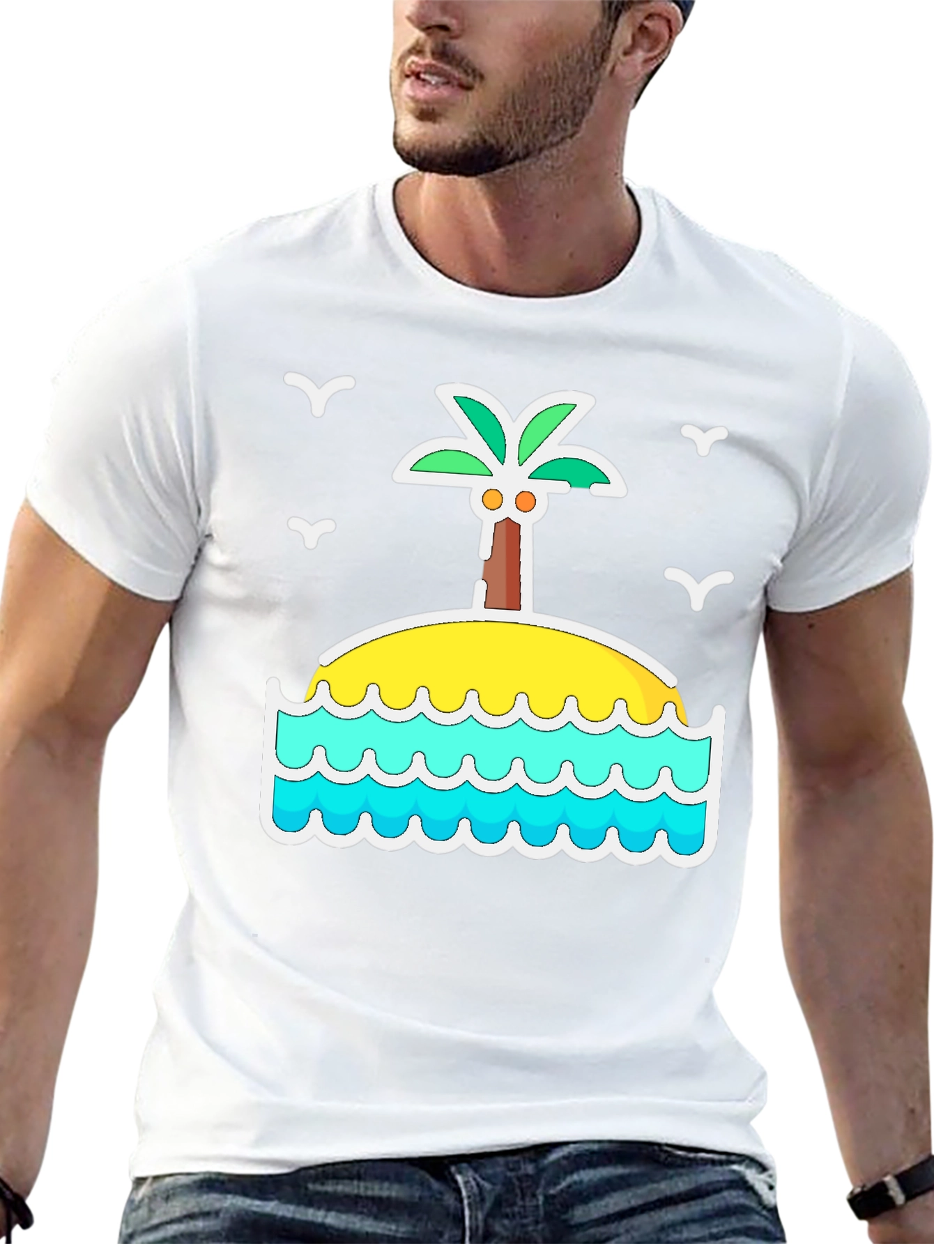Island Palm Tree Graphic T-Shirt