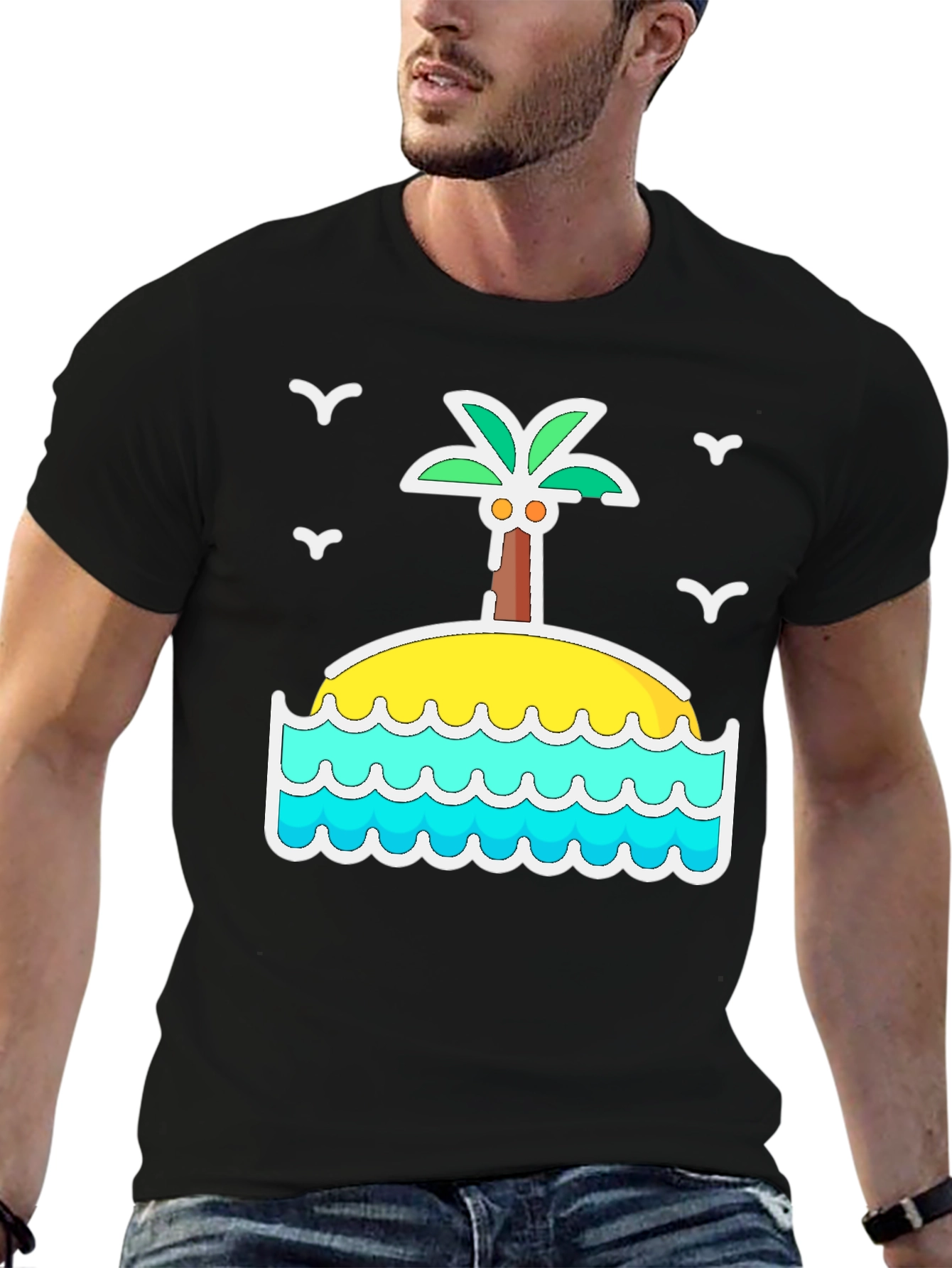 Island Palm Tree Graphic T-Shirt
