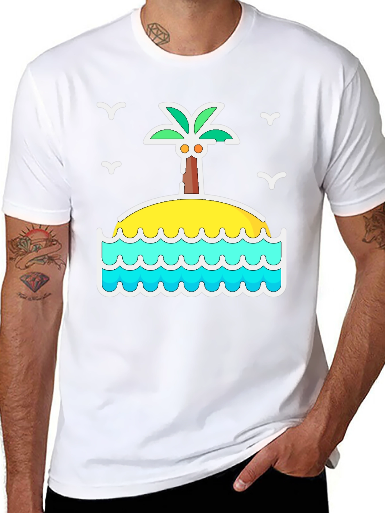 Island Palm Tree Graphic T-Shirt