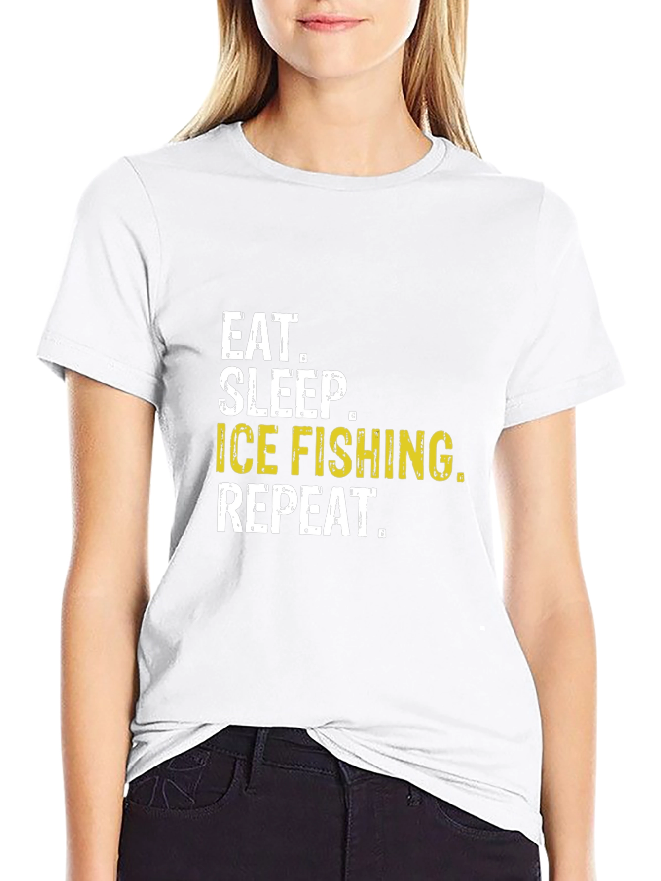 Eat Sleep Ice Fishing Repeat Black T-Shirt
