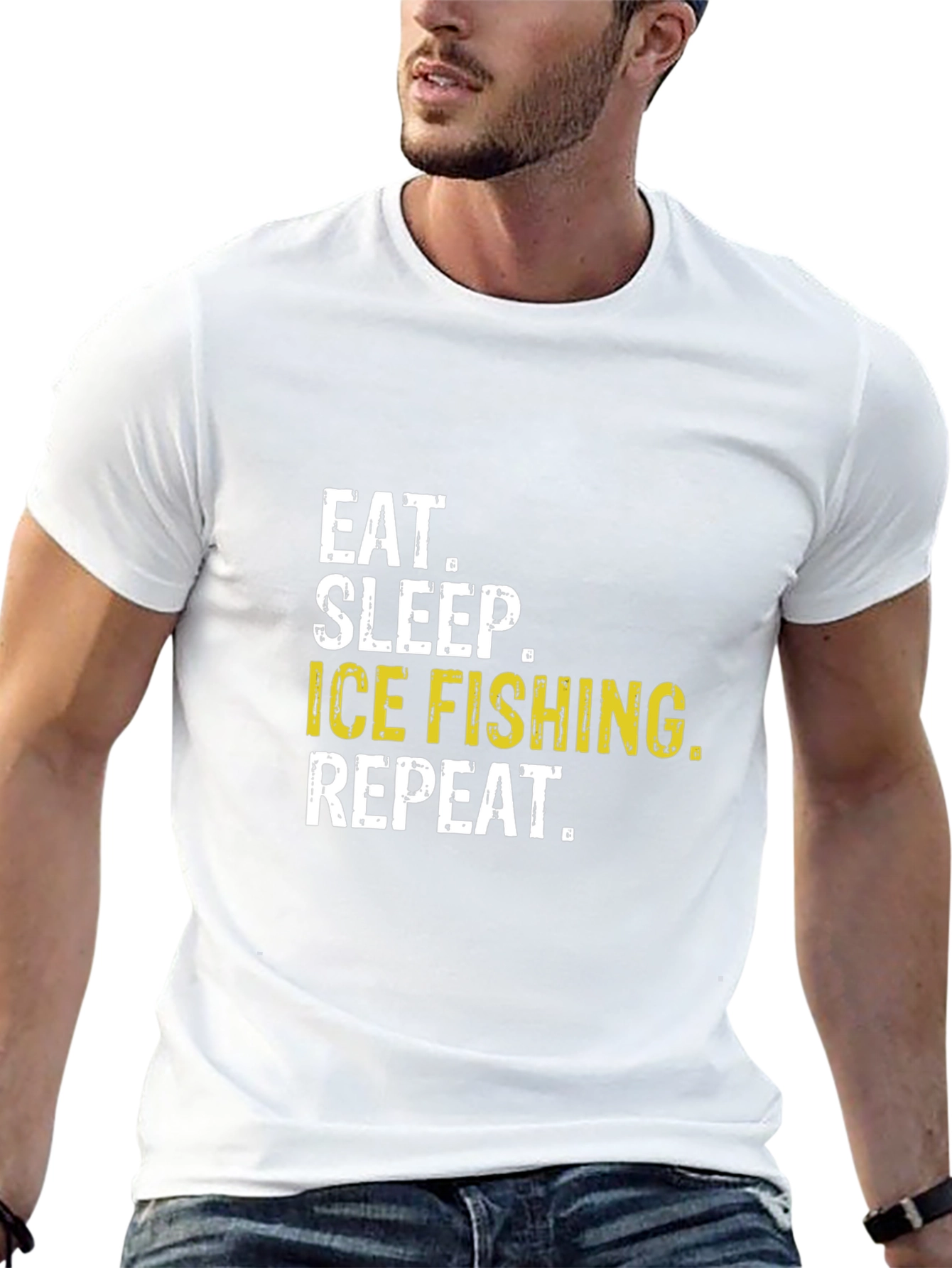 Eat Sleep Ice Fishing Repeat Black T-Shirt
